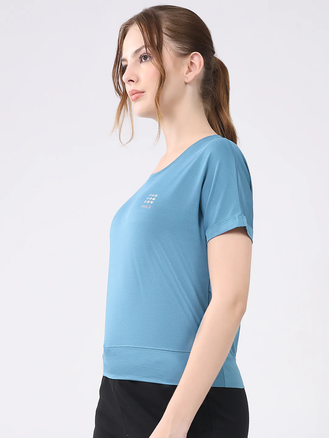 Rock.it Women Blue Solid Round Neck Half Sleeve Top - Image 3