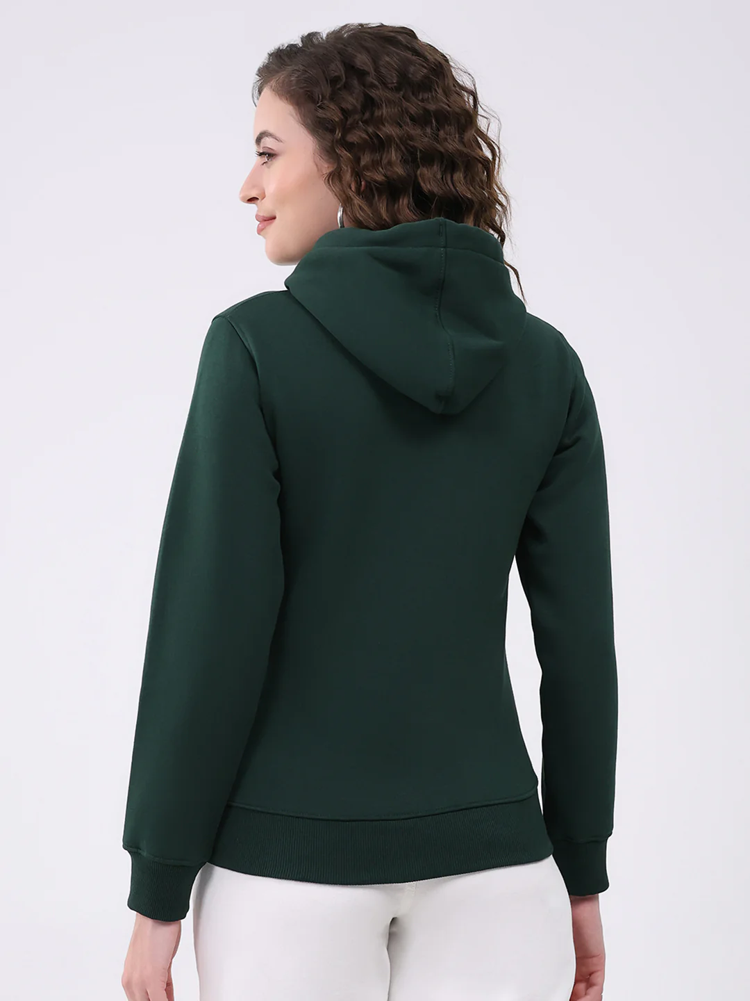 Rock.it Women Dark Green Printed Hooded Full Sleeve Sweatshirt - Image 5