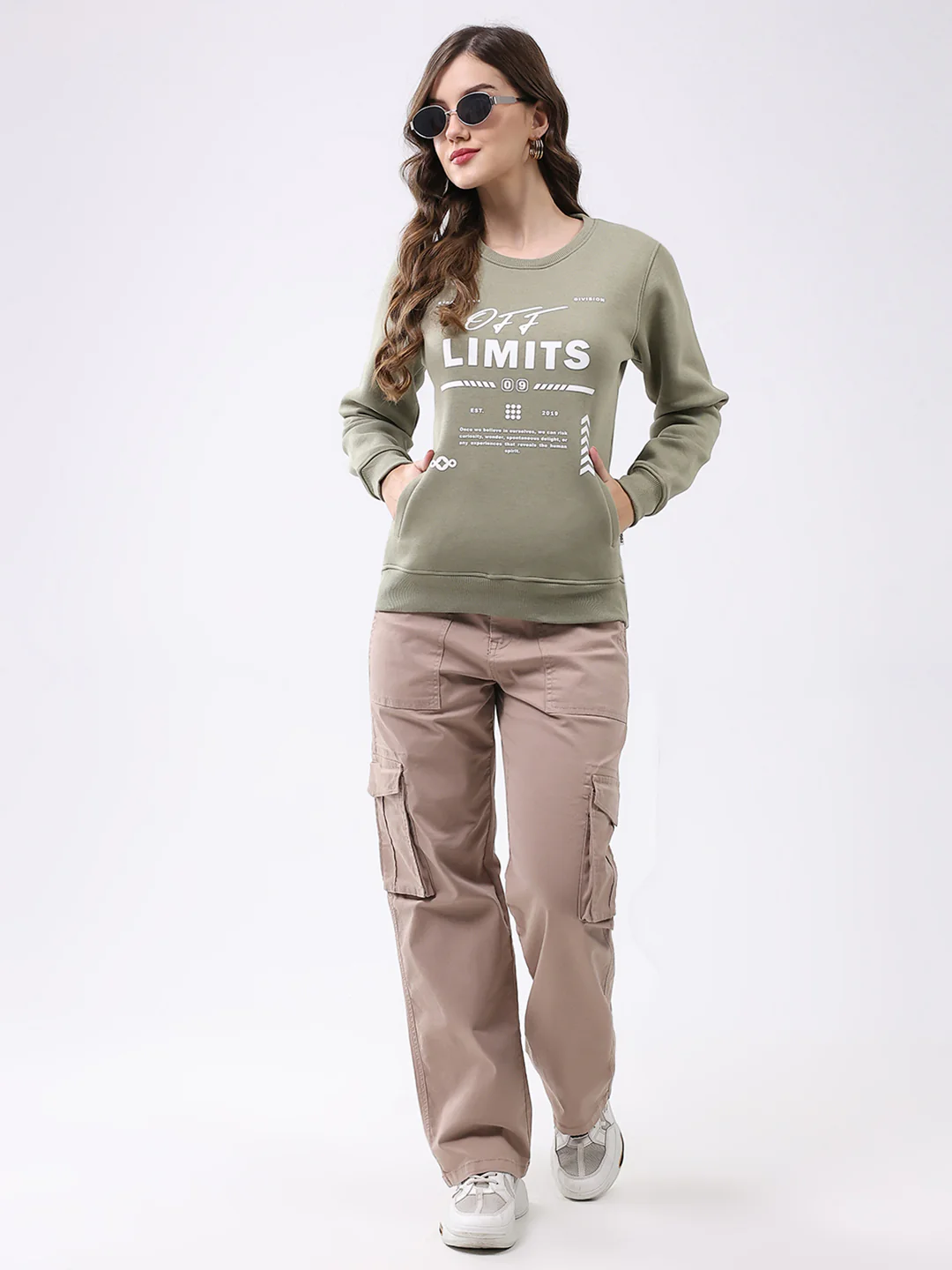 Rock.it Women Green Printed Round Neck Full Sleeve Sweatshirt - Image 2