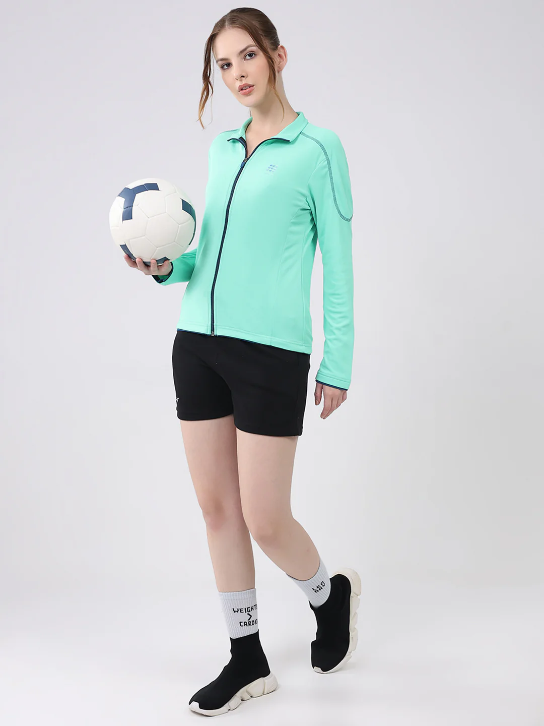 Rock.it Women Green Solid Collar Full Sleeve Top - Image 2
