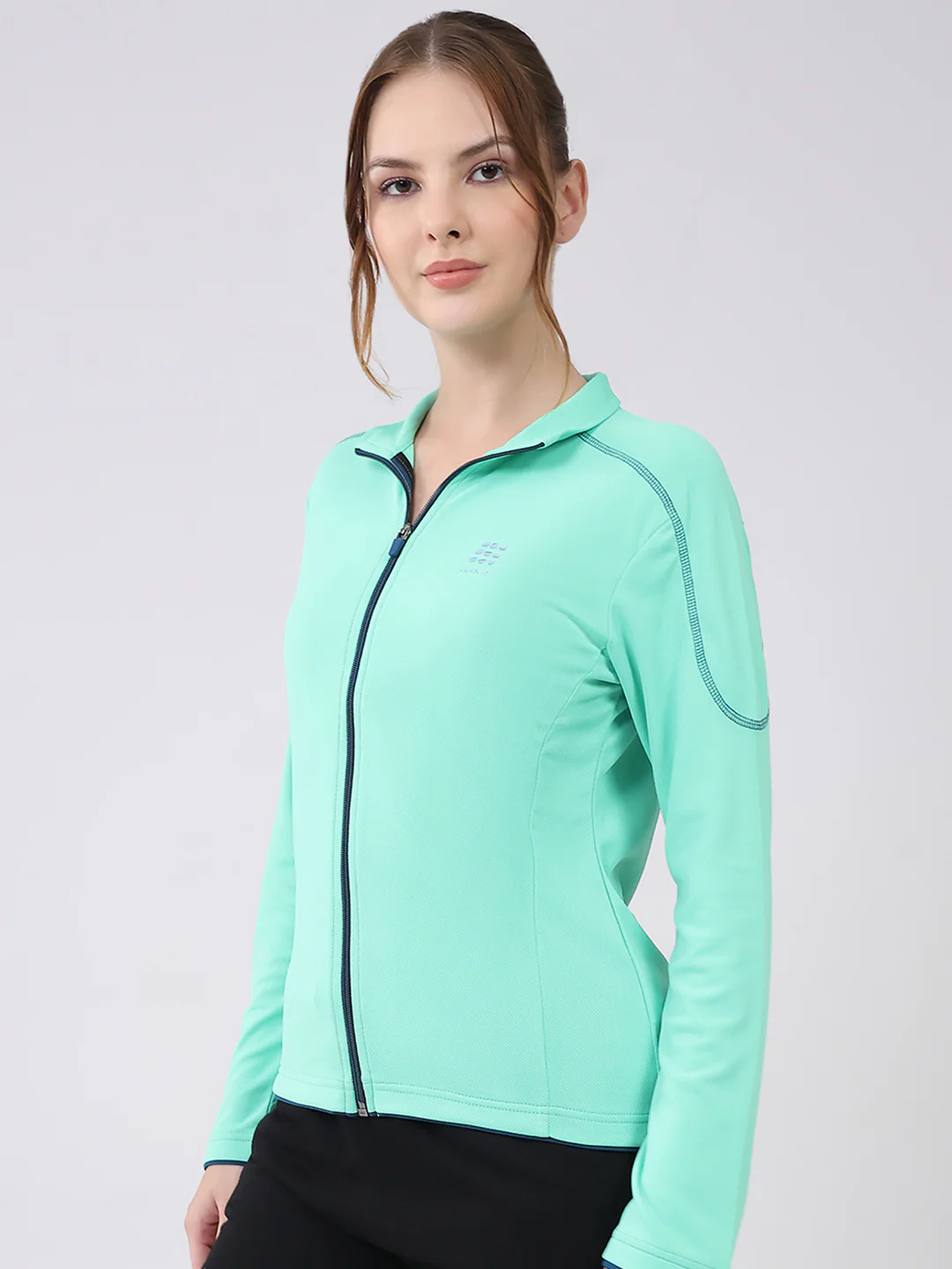 Rock.it Women Green Solid Collar Full Sleeve Top - Image 3