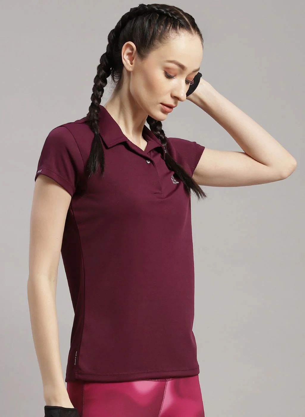 Rock.it Women Maroon Solid T-Shirt - Image 3
