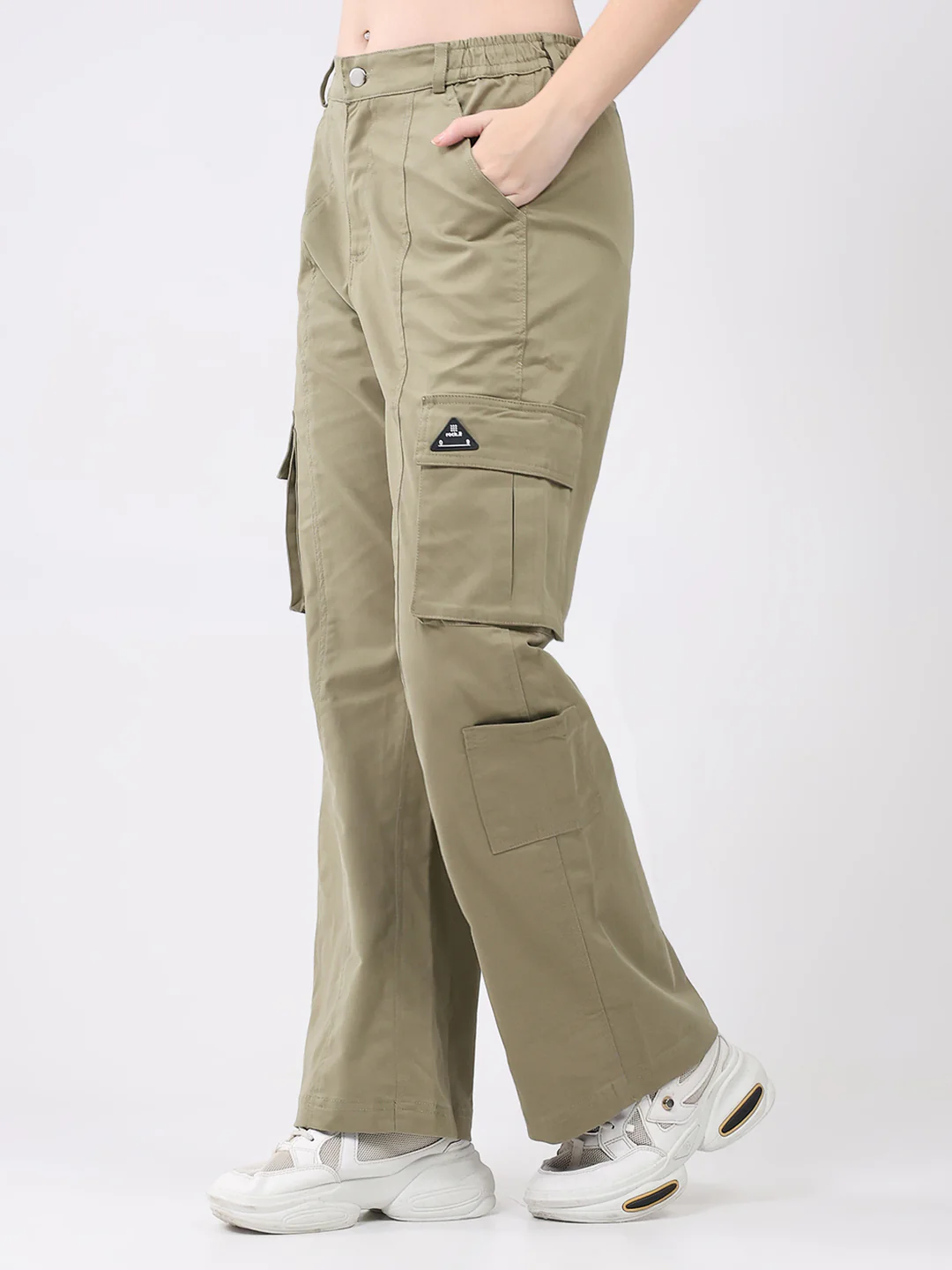 Rock.it Women Olive Solid Straight Fit Cargo - Image 3