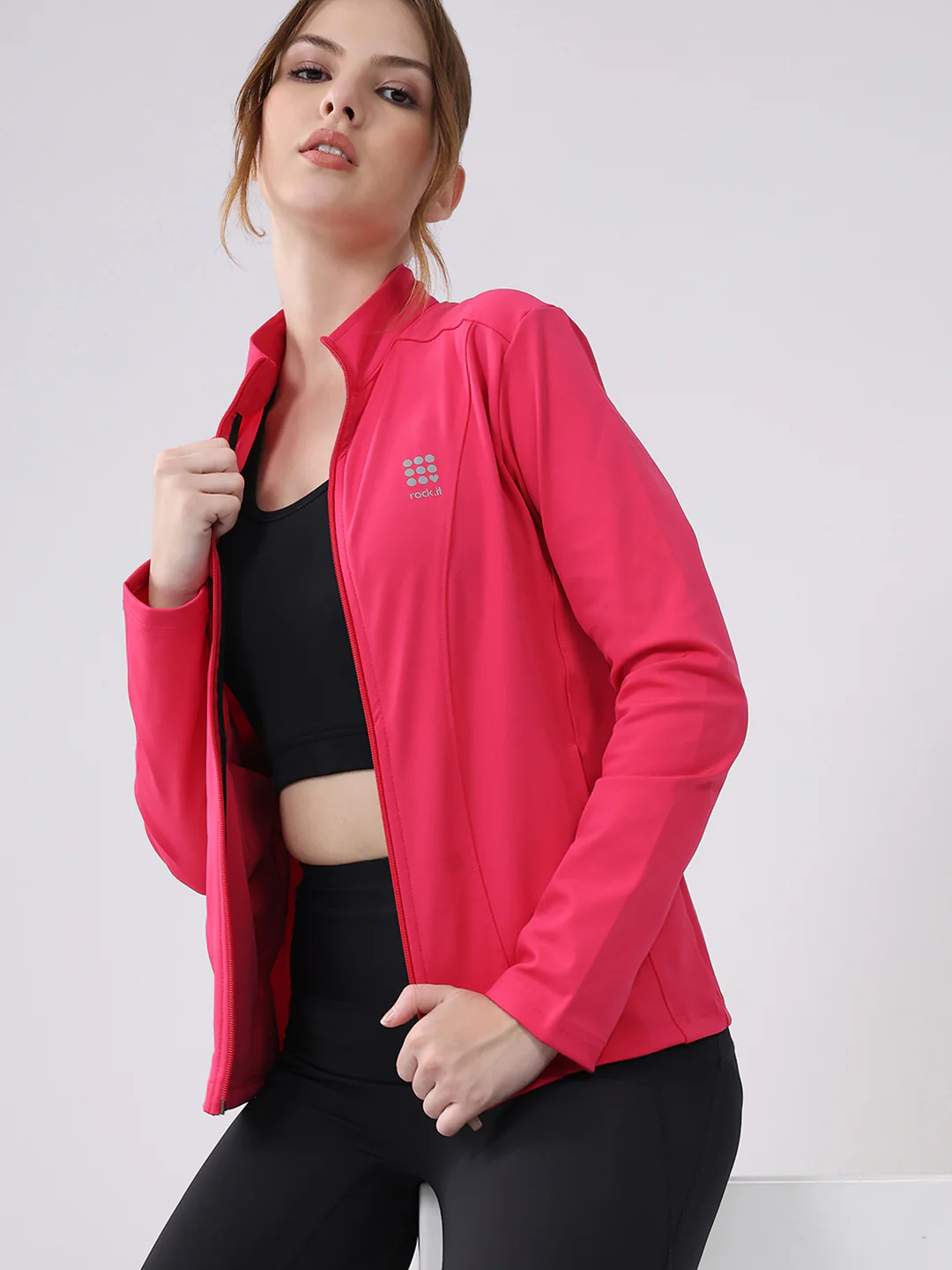 Rock.it Women Pink Solid Collar Full Sleeve Top - Image 6