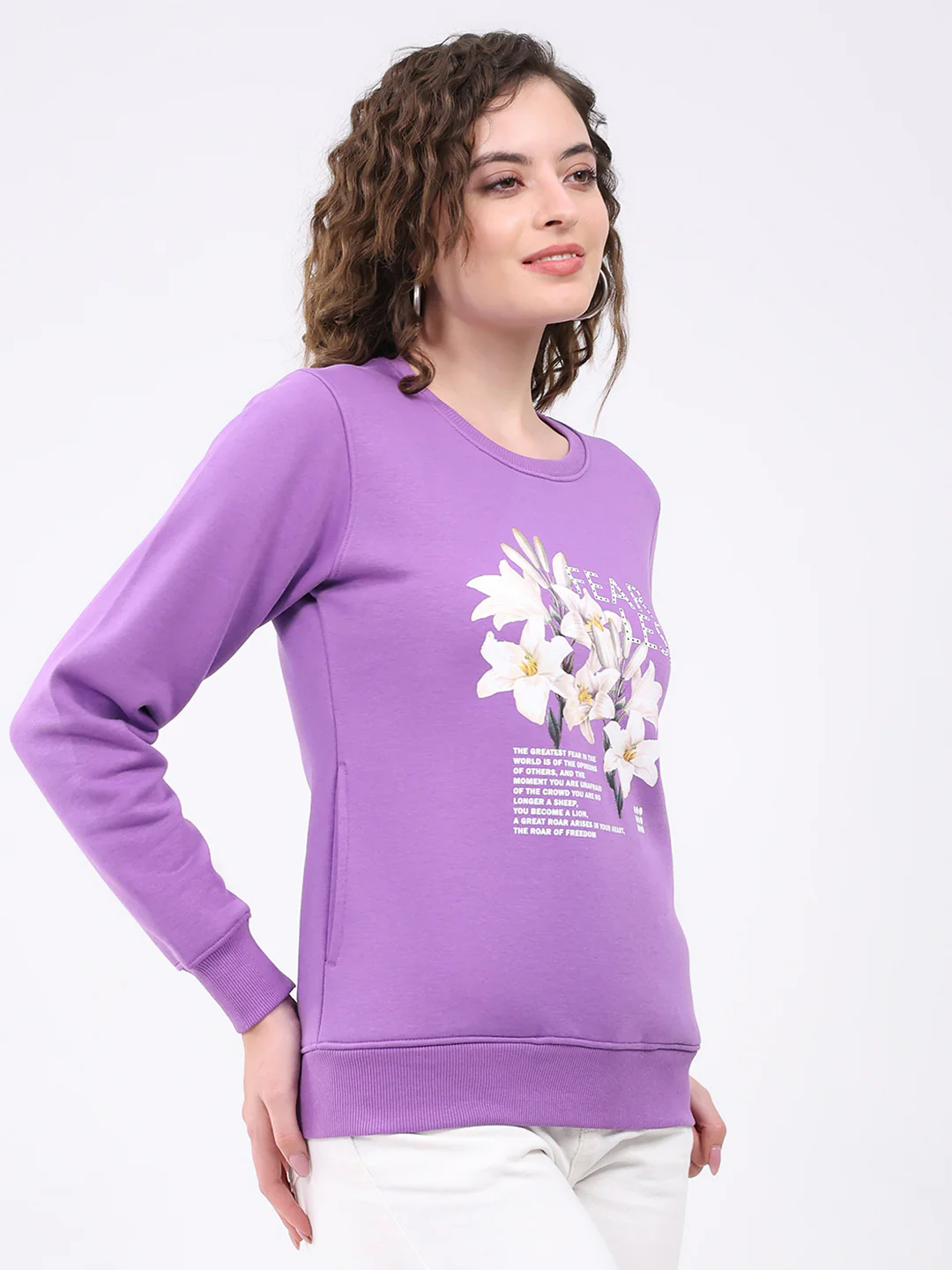 Rock.it Women Purple Printed Round Neck Full Sleeve Sweatshirt - Image 4