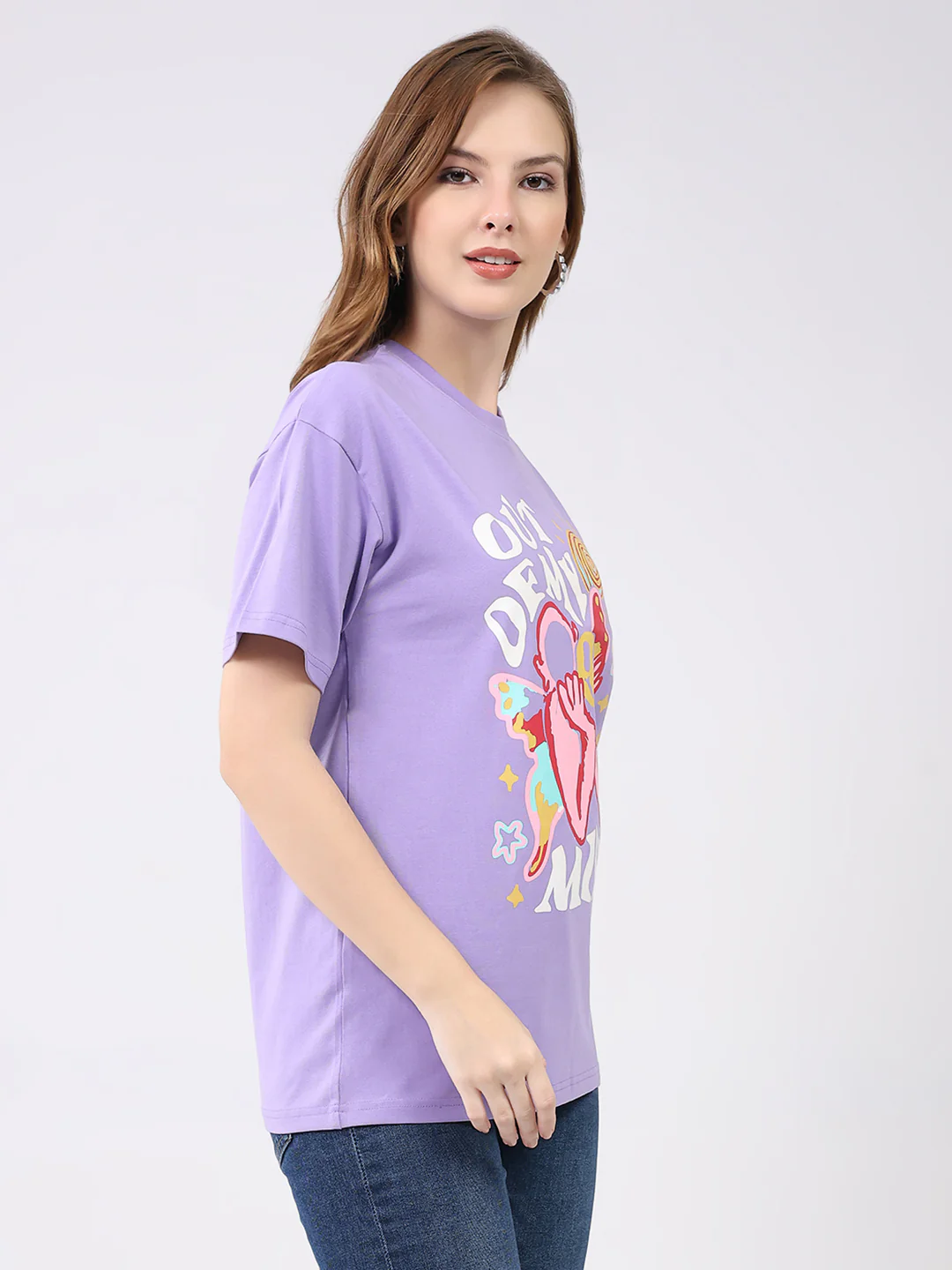 Rock.it Women Purple Printed Round Neck Half Sleeve Top - Image 4
