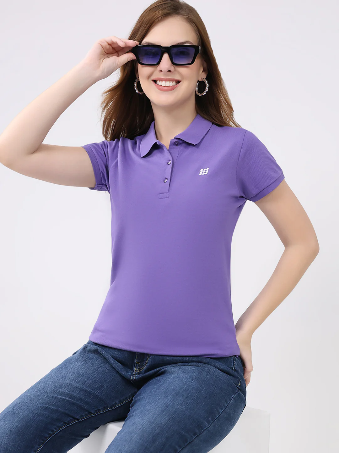 Rock.it Women Purple Solid Collar Half Sleeve T-Shirt - Image 6