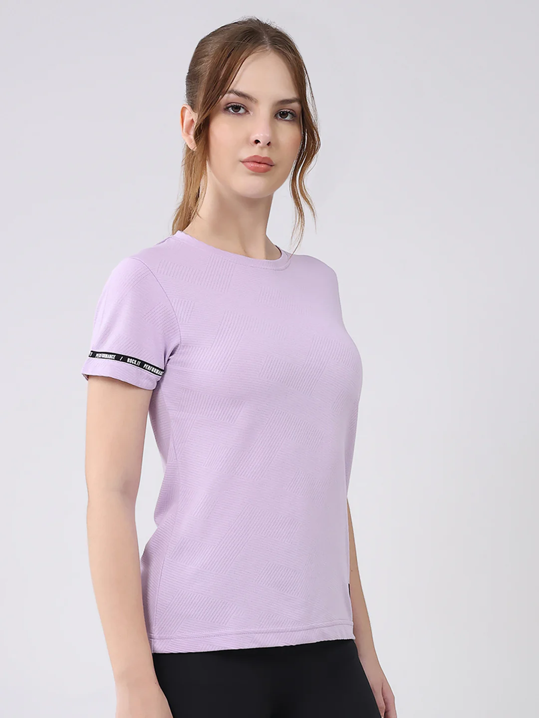 Rock.it Women Purple Solid Round Neck Half Sleeve Top - Image 4
