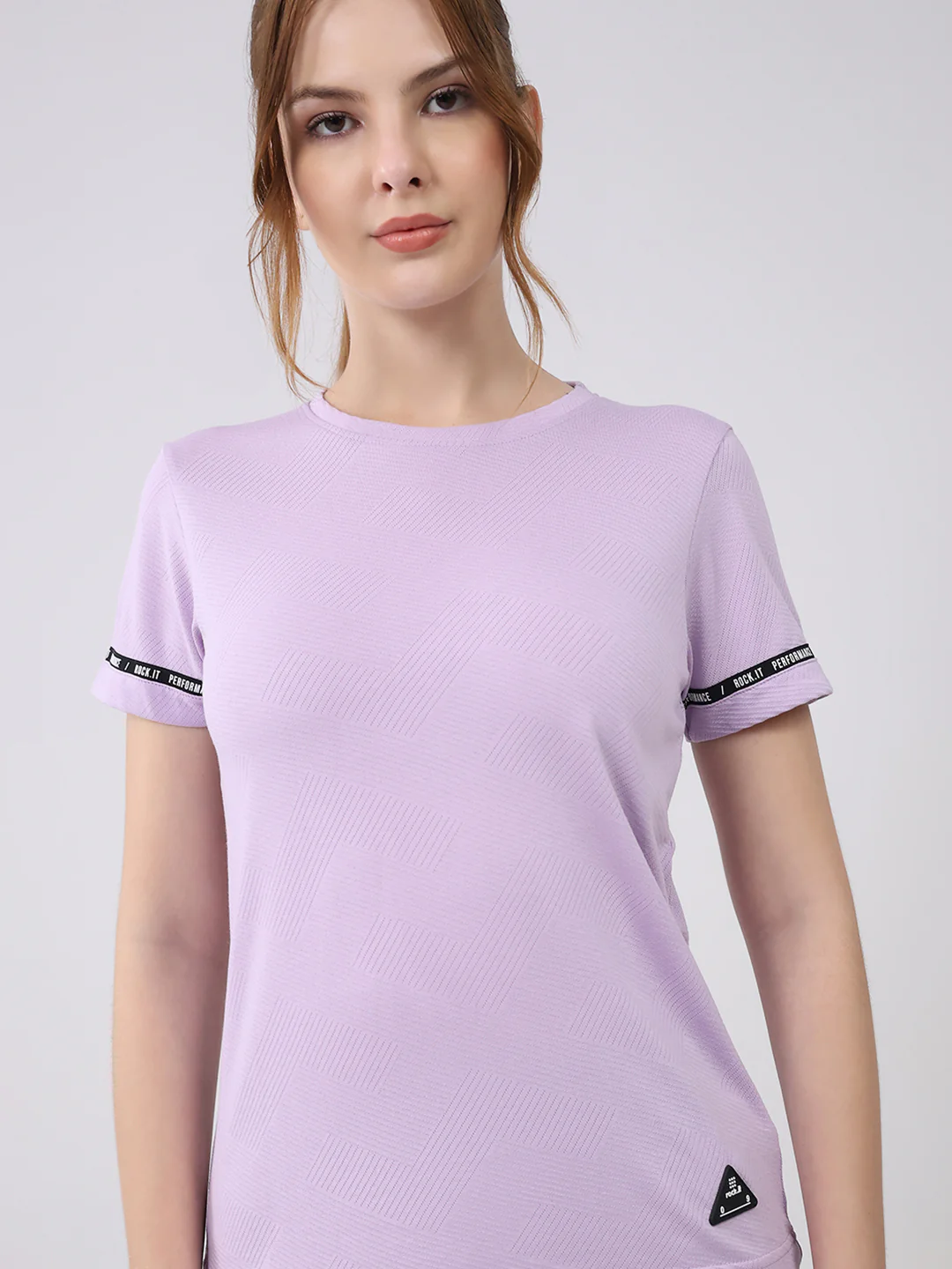 Rock.it Women Purple Solid Round Neck Half Sleeve Top - Image 6