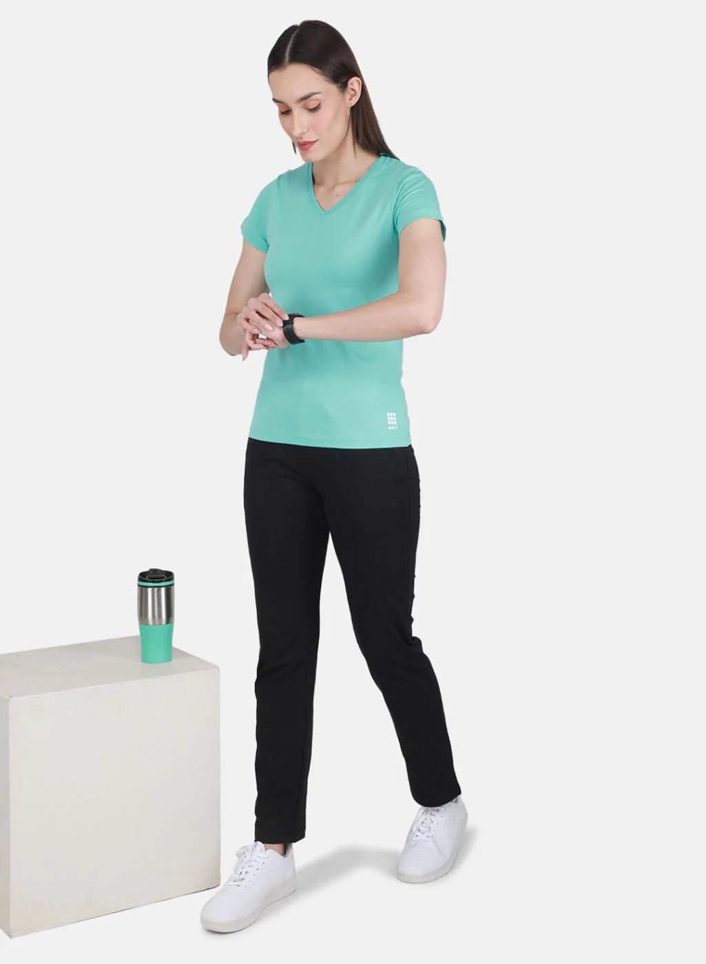 Rock.it Women Turquoise Blue Solid Top - Image 4