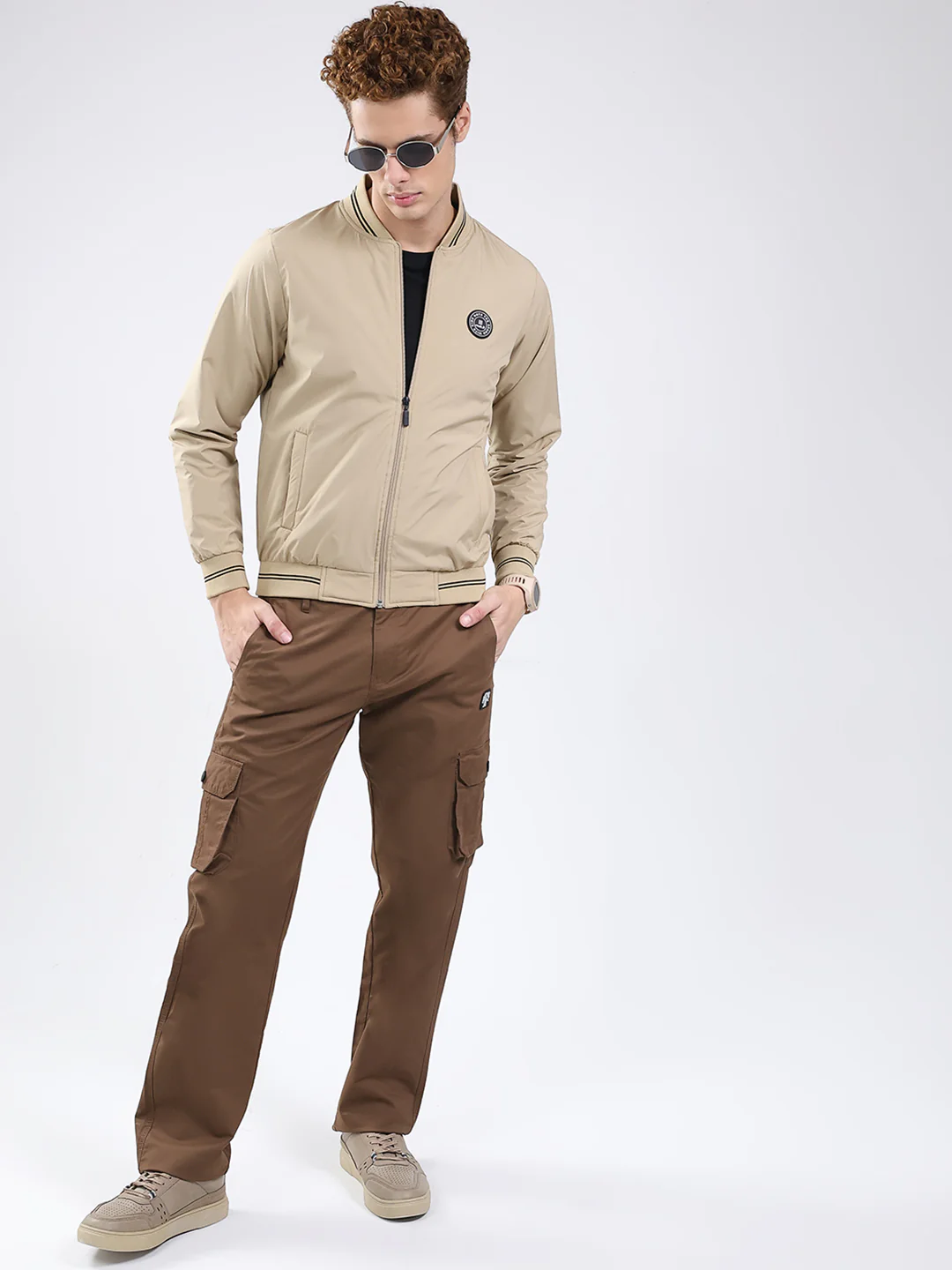 Rock.it Men Beige Solid Band Neck Full Sleeve Jacket - Image 2