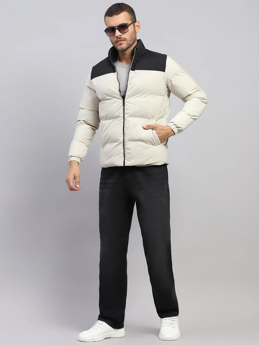Rock.it Men Beige Solid Hooded Full Sleeve Jacket - Image 2