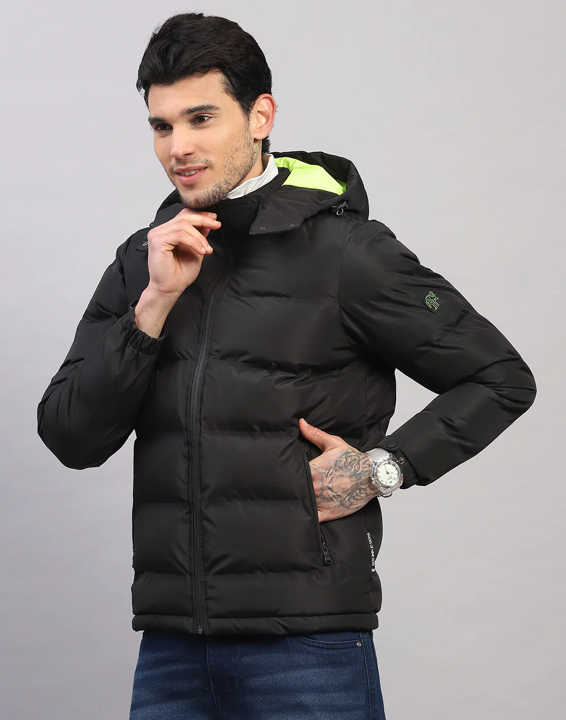 Rock.it Men Black Self Design Collar Full Sleeve Jacket - Image 2
