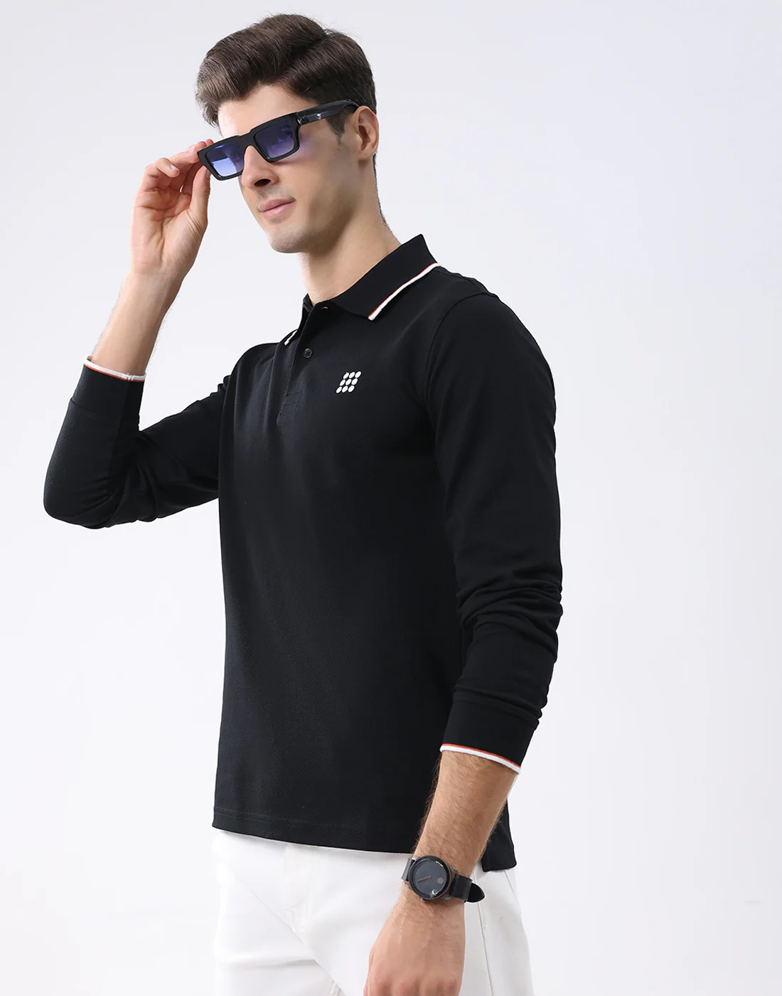 Rock.it Men Black Self Design Collar Full Sleeve T-Shirt - Image 6