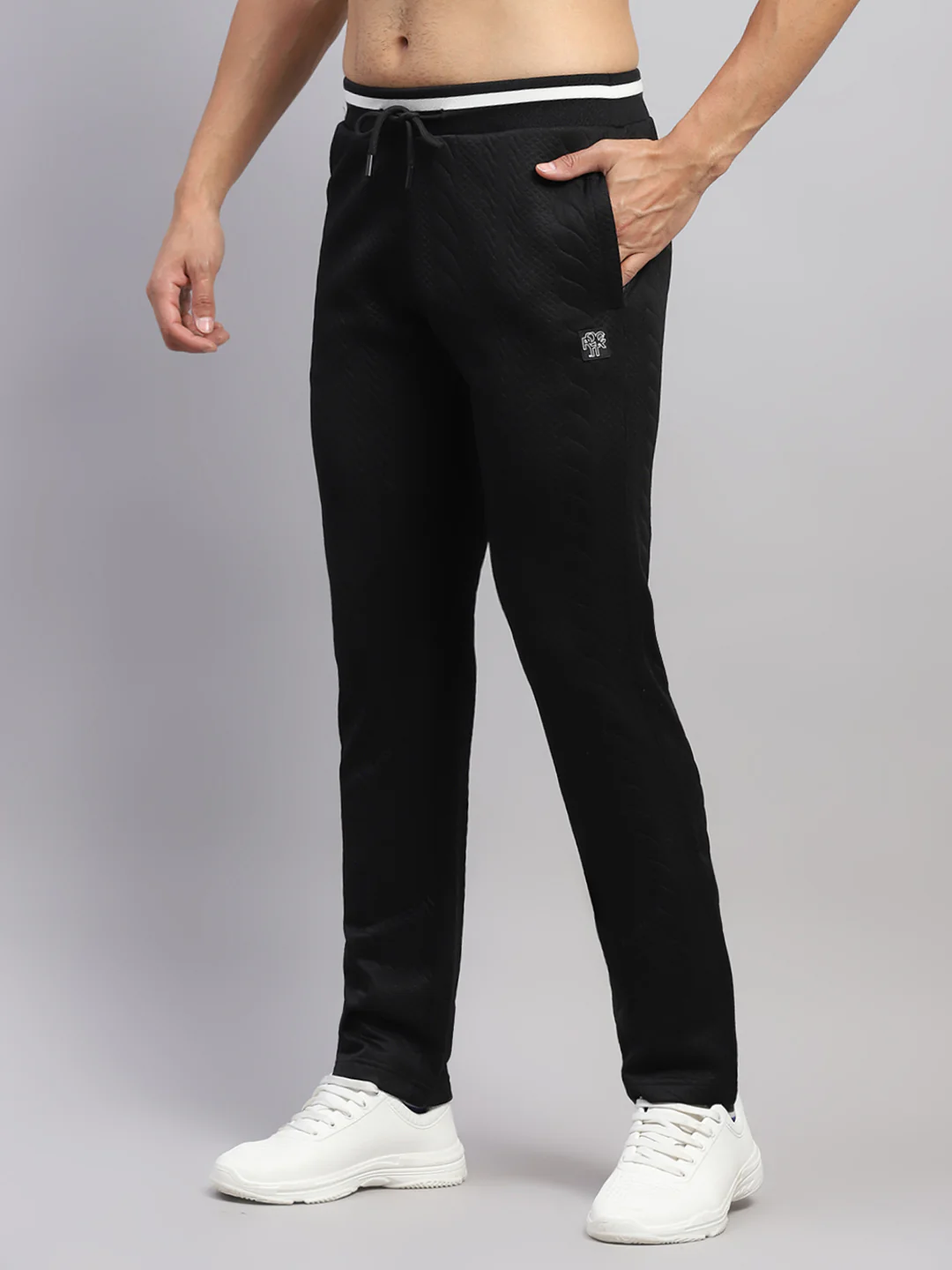 Rock.it Men Black Self Design Round Neck Sleeveless Winter Tracksuit - Image 7