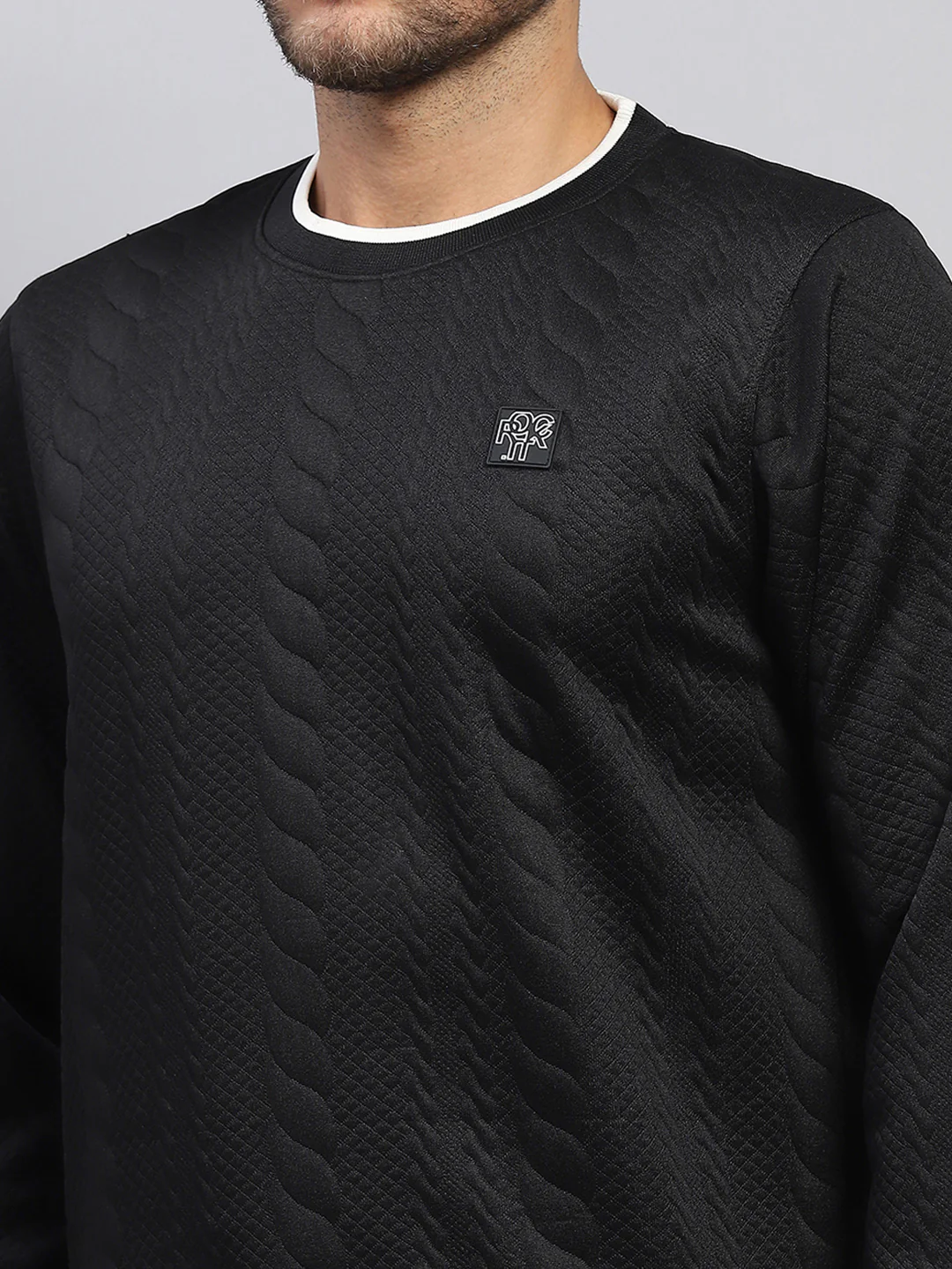 Rock.it Men Black Self Design Round Neck Sleeveless Winter Tracksuit - Image 8