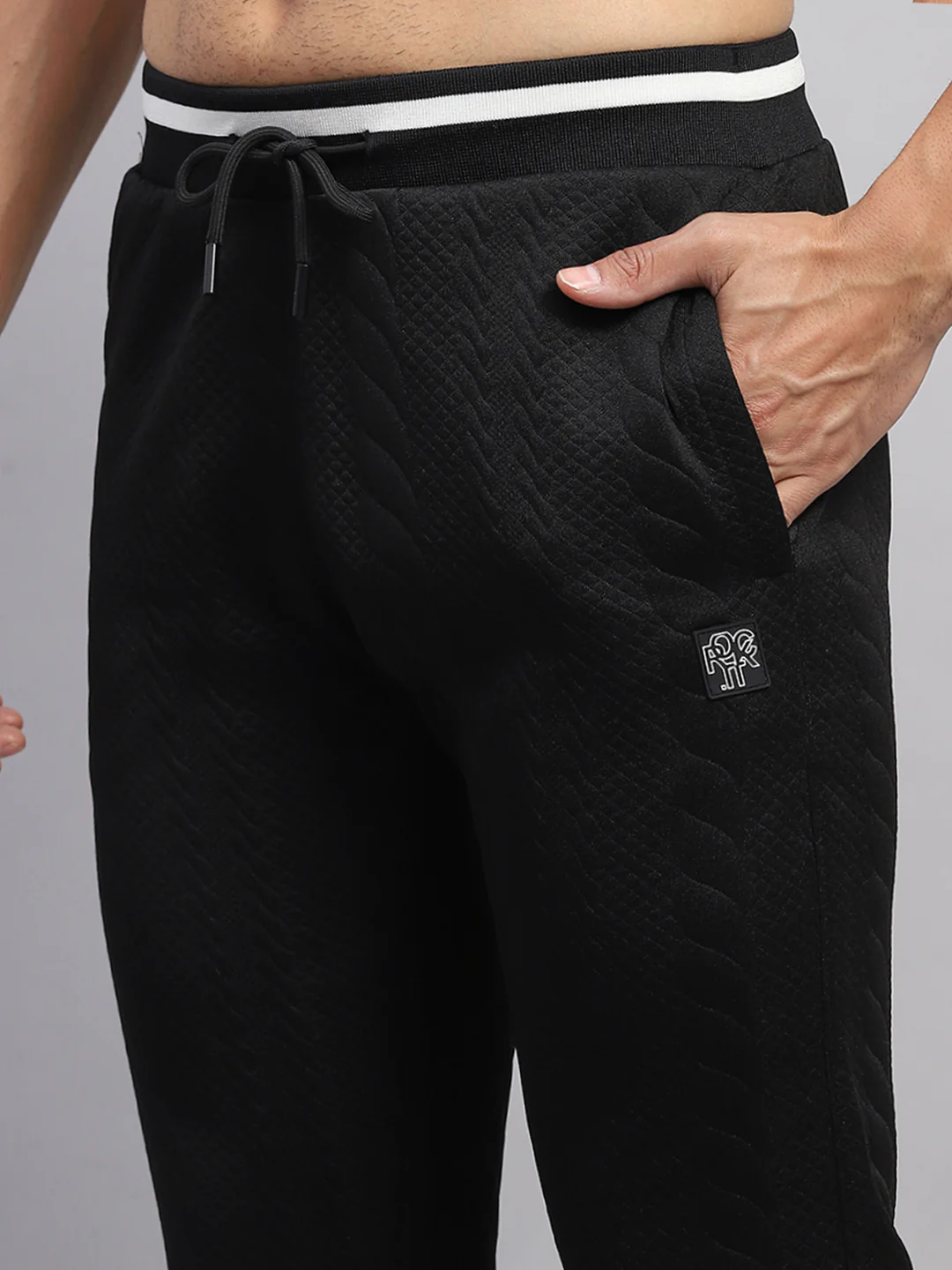 Rock.it Men Black Self Design Round Neck Sleeveless Winter Tracksuit - Image 9