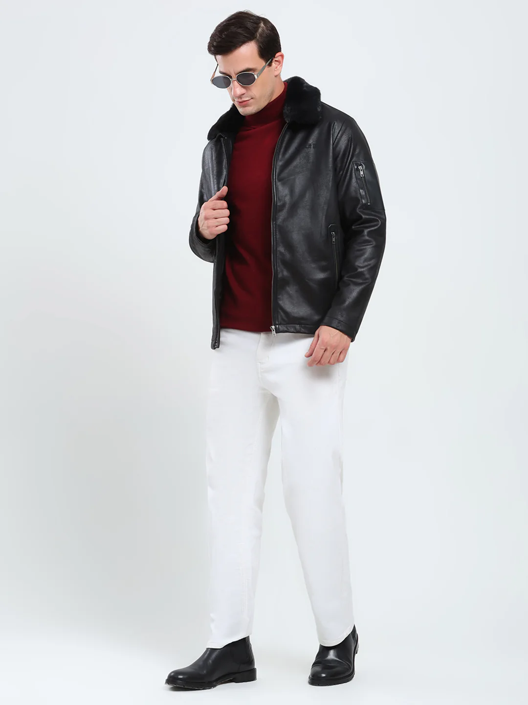 Rock.it Men Black Solid Collar Full Sleeve Jacket - Image 2