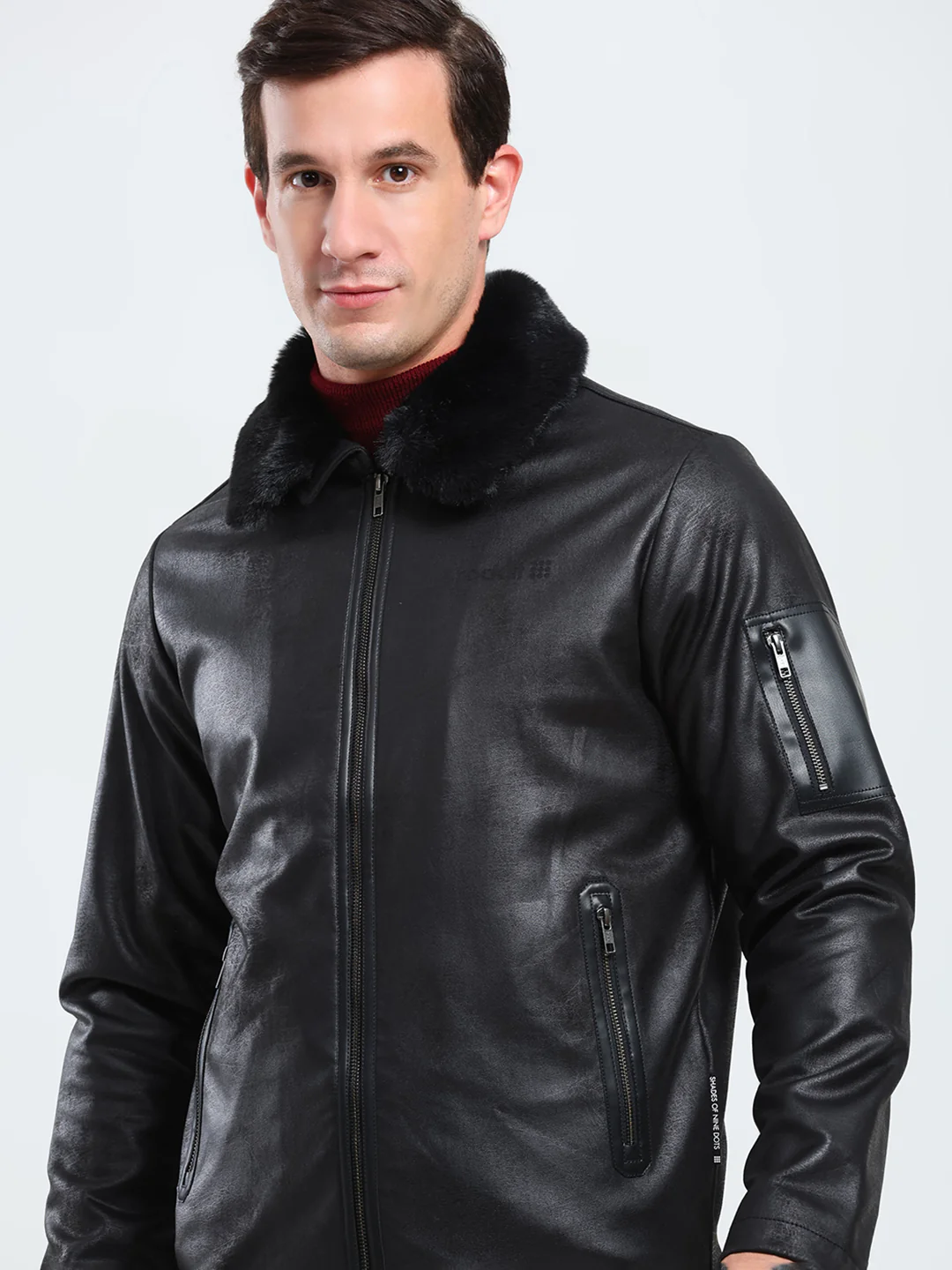Rock.it Men Black Solid Collar Full Sleeve Jacket - Image 7