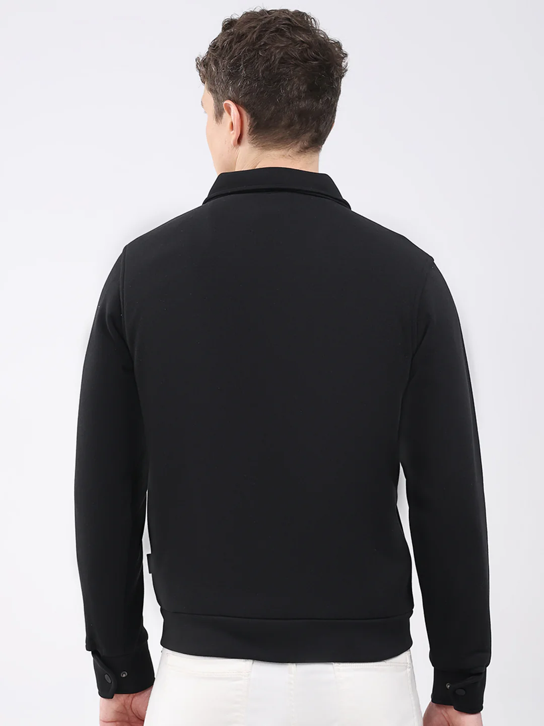 Rock.it Men Black Solid Collar Full Sleeve Knitted Jacket - Image 5