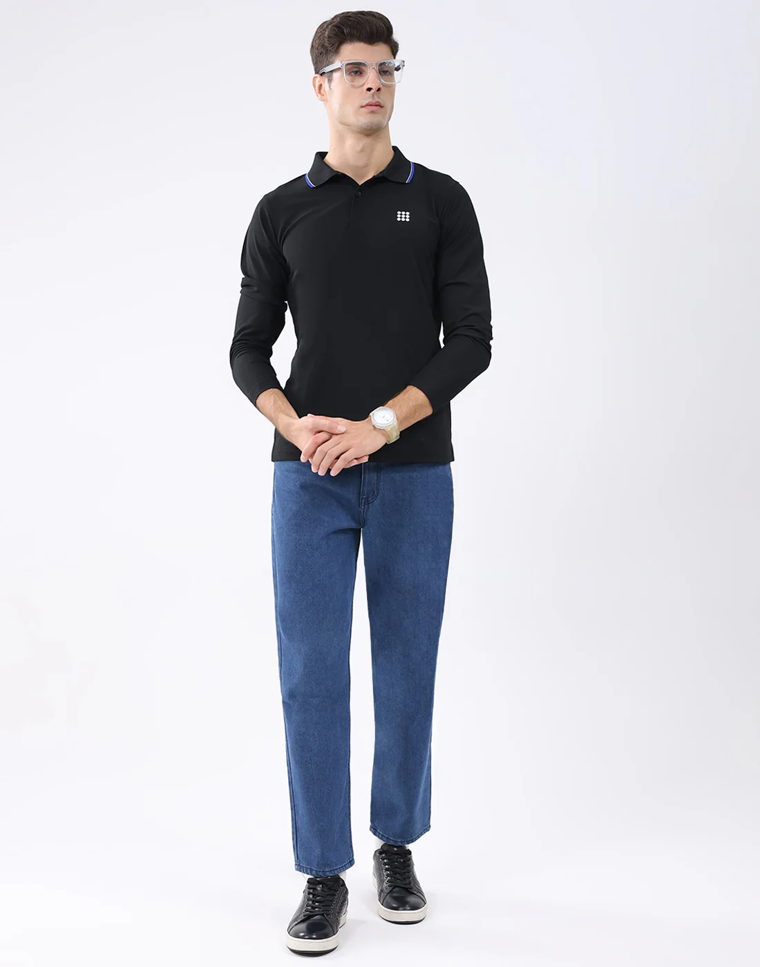 Rock.it Men Black Solid Collar Full Sleeve T-Shirt - Image 5