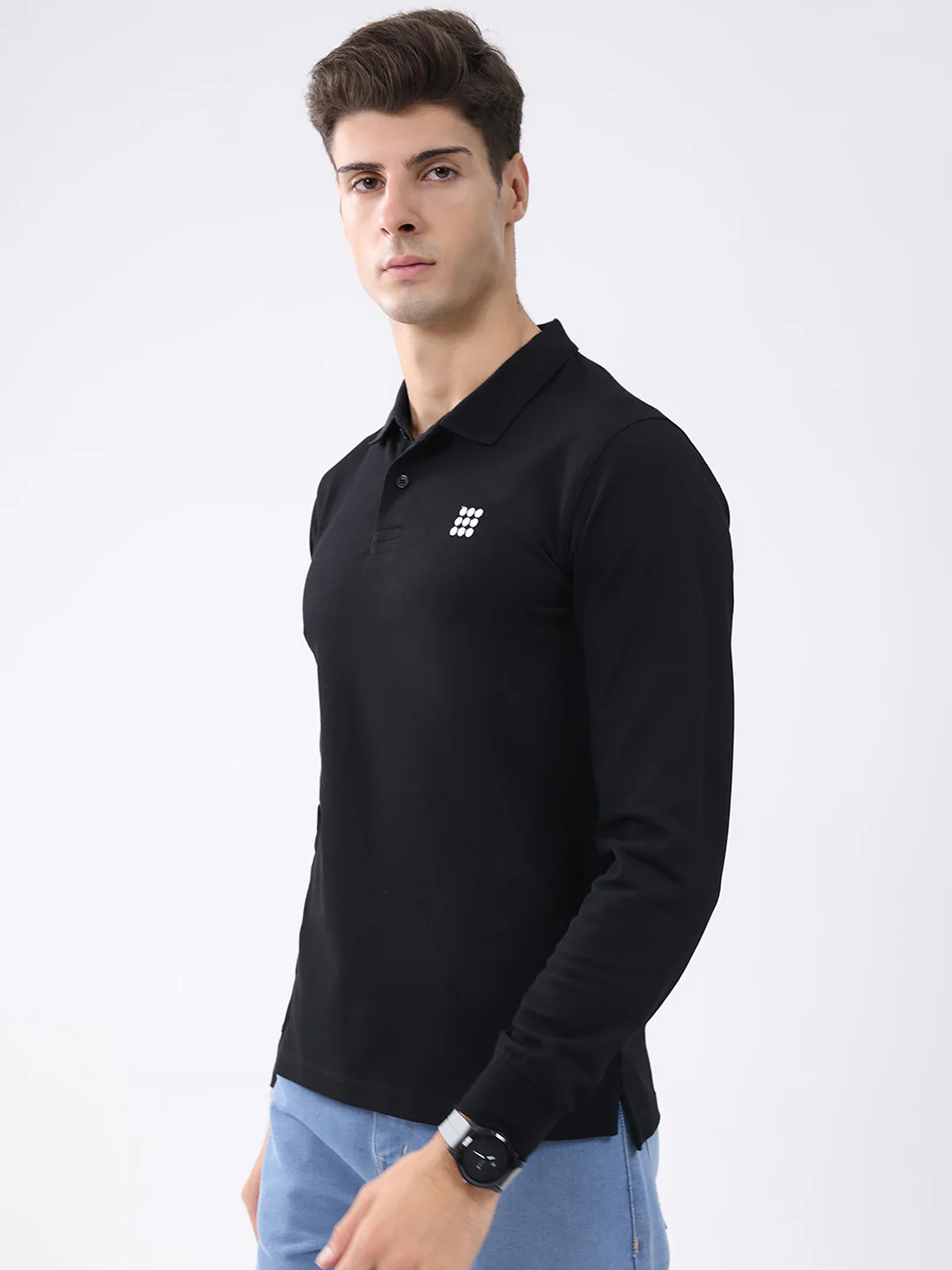 Rock.it Men Black Solid Collar Full Sleeve Winter T-Shirt - Image 3
