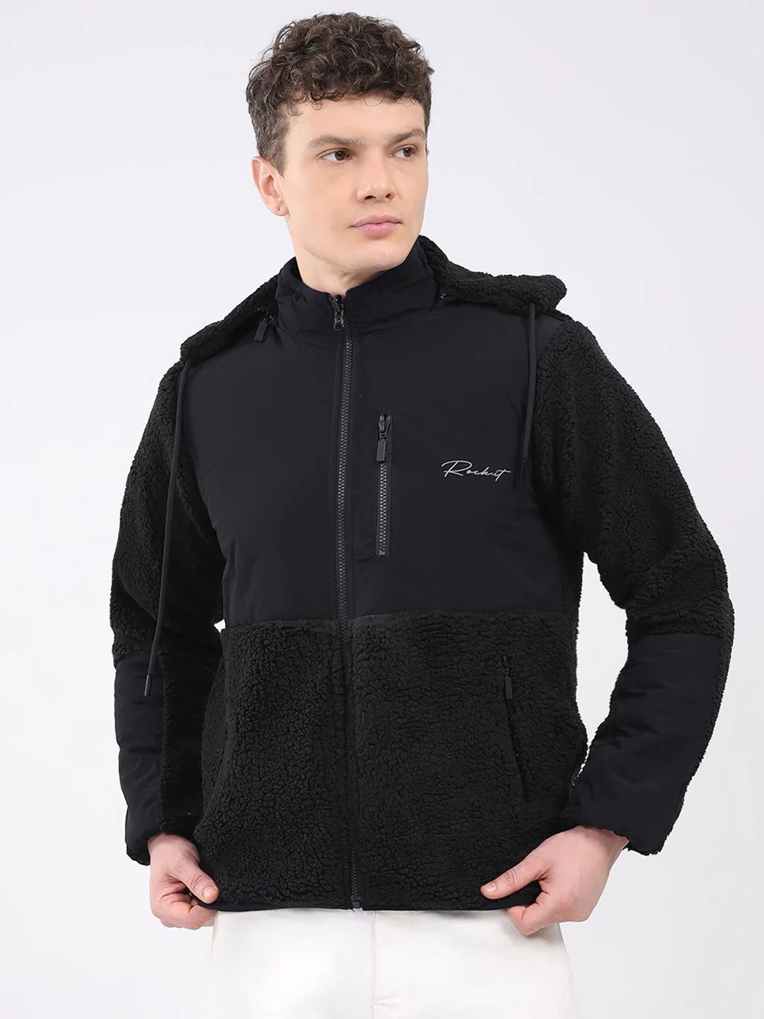 Rock.it Men Black Solid Hooded Full Sleeve Reversible Jacket - Image 6