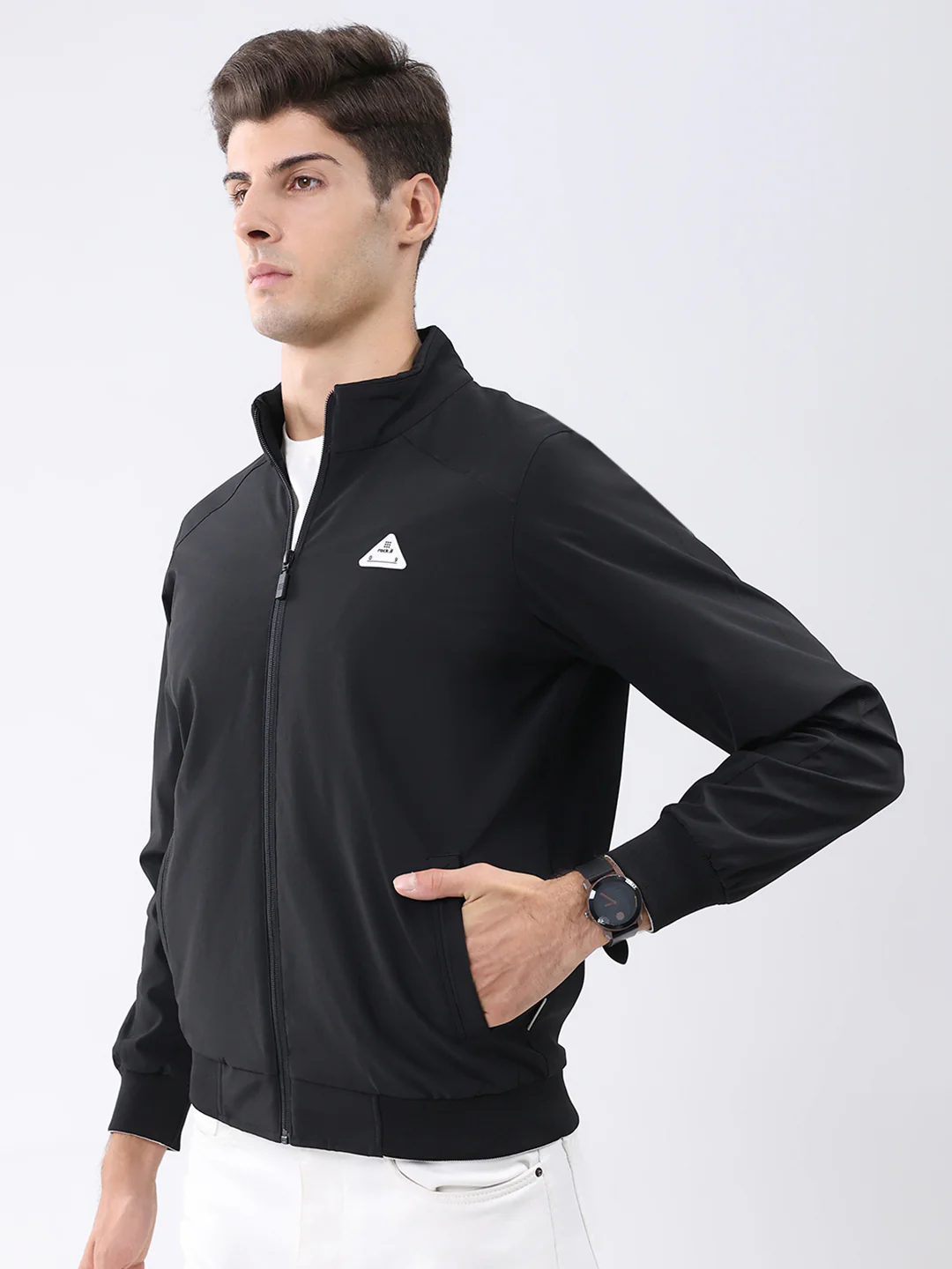 Rock.it Men Black Solid Mock Neck Full Sleeve Jacket - Image 3