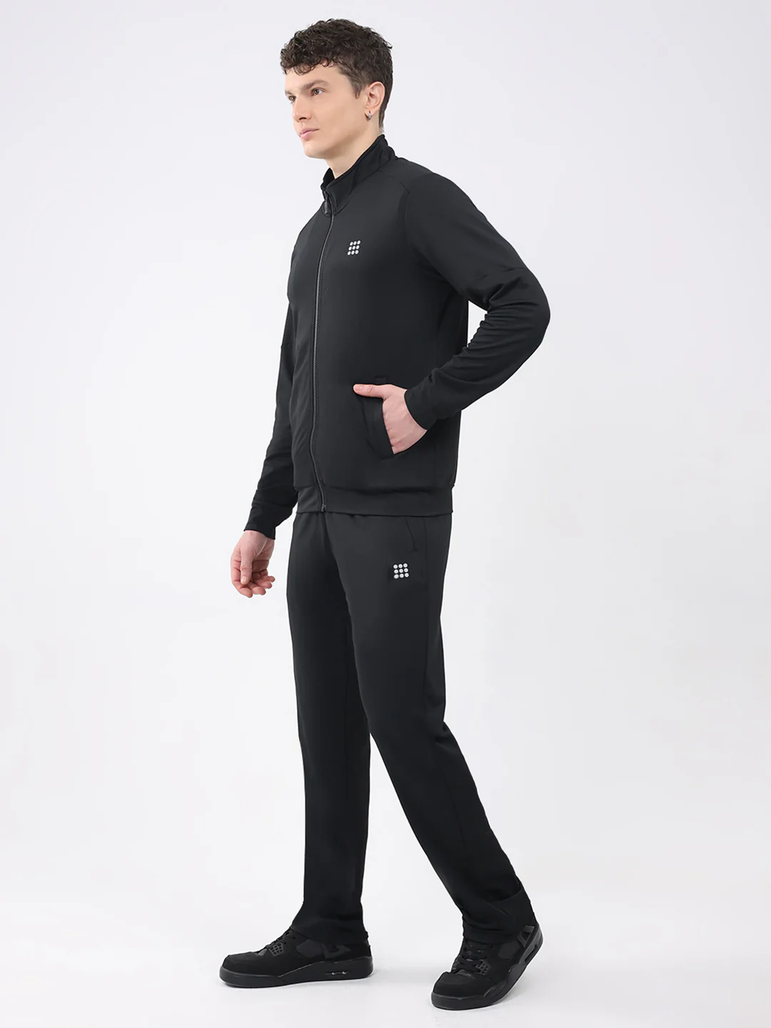 Rock.it Men Black Solid Mock Neck Full Sleeve Winter Tracksuit - Image 3