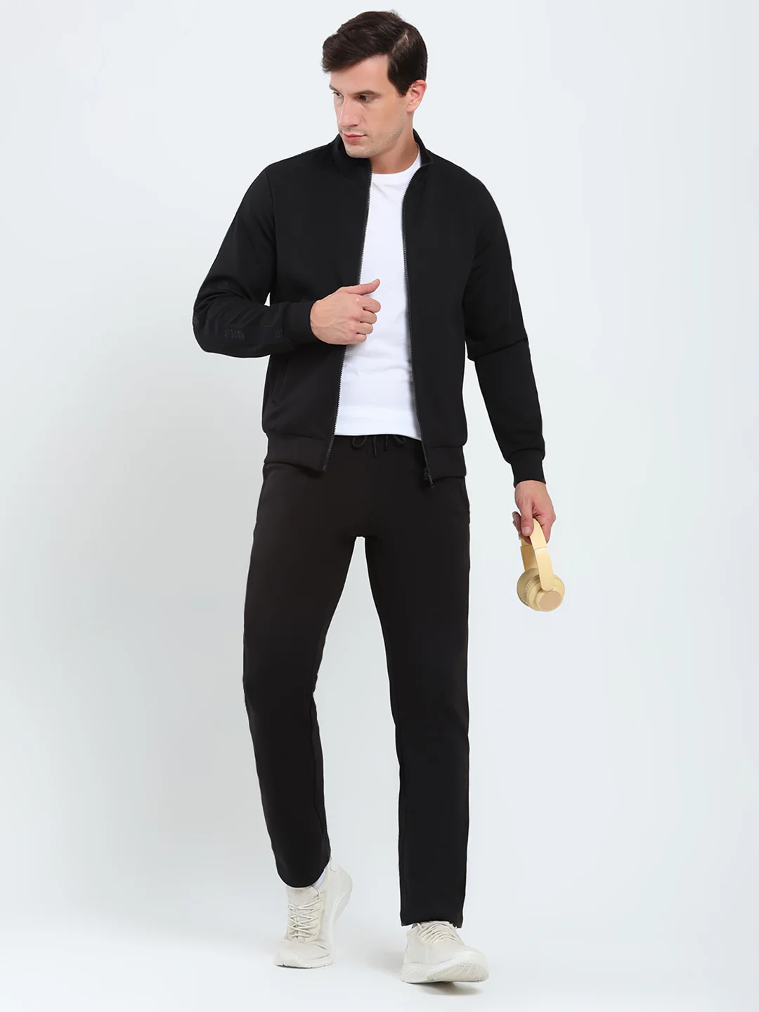 Rock.it Men Black Solid Mock Neck Full Sleeve Winter Tracksuit - Image 2