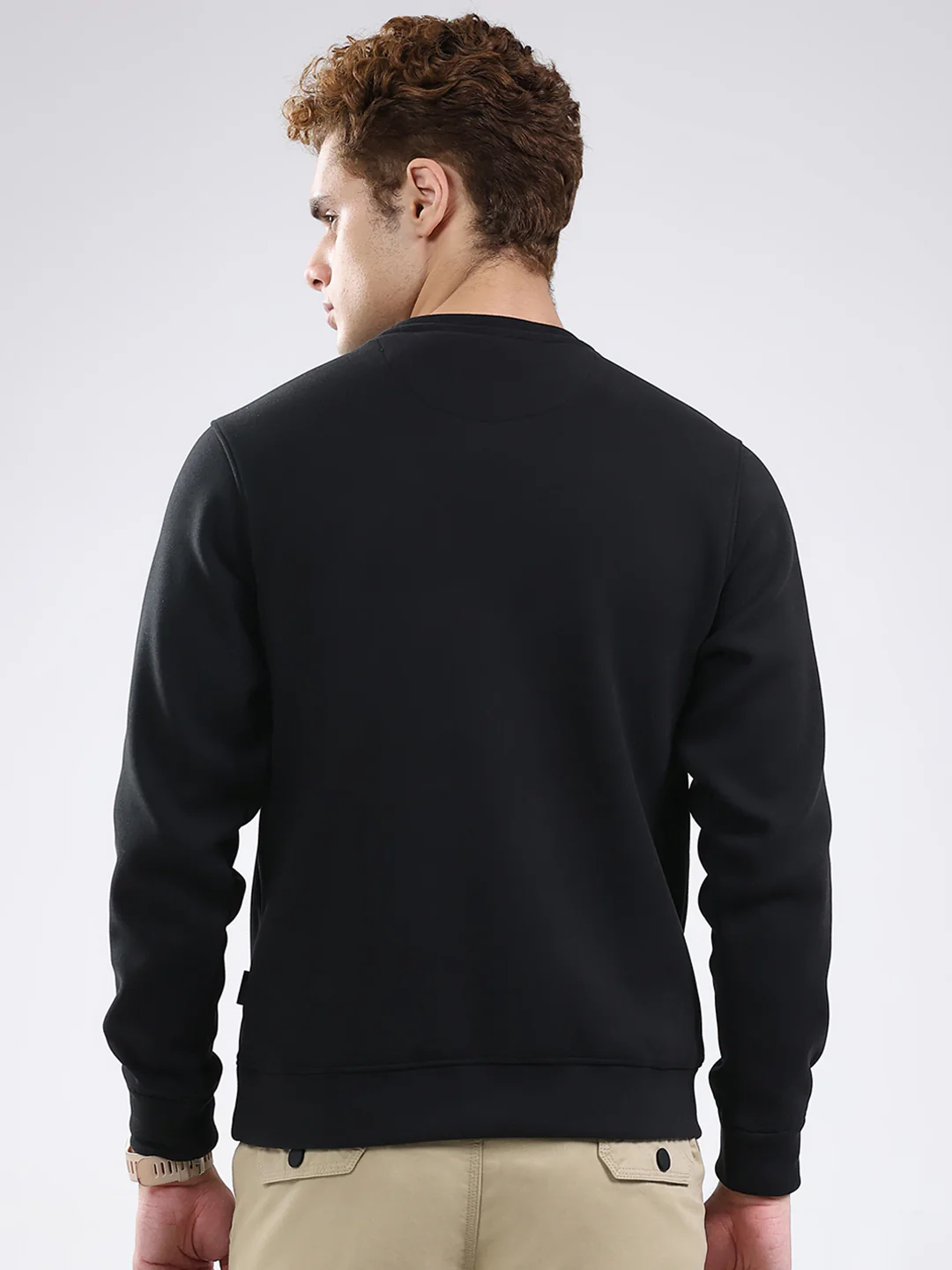 Rock.it Men Black Solid Round Neck Full Sleeve Sweatshirt - Image 5
