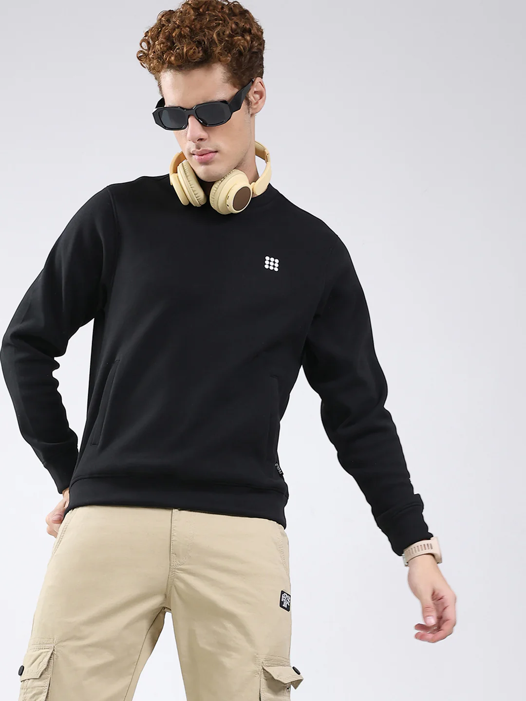 Rock.it Men Black Solid Round Neck Full Sleeve Sweatshirt - Image 6