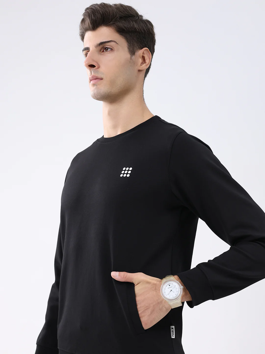 Rock.it Men Black Solid Round Neck Full Sleeve Winter Tracksuit - Image 8