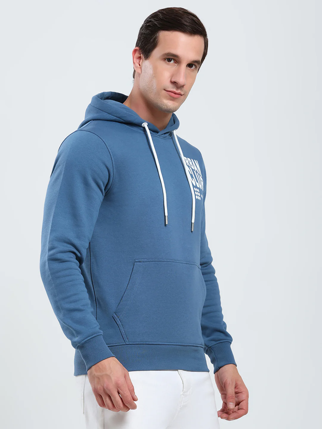 Rock.it Men Blue Printed Hooded Full Sleeve Sweatshirt - Image 4