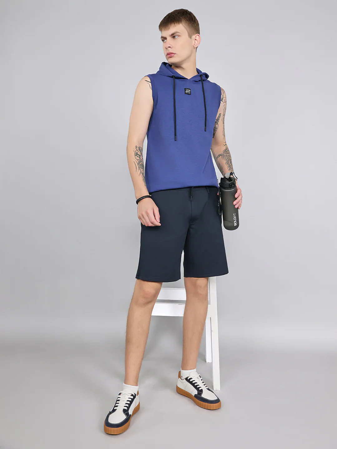 Rock.it Men Blue Solid Hooded Sleeveless T-Shirt - Image 9
