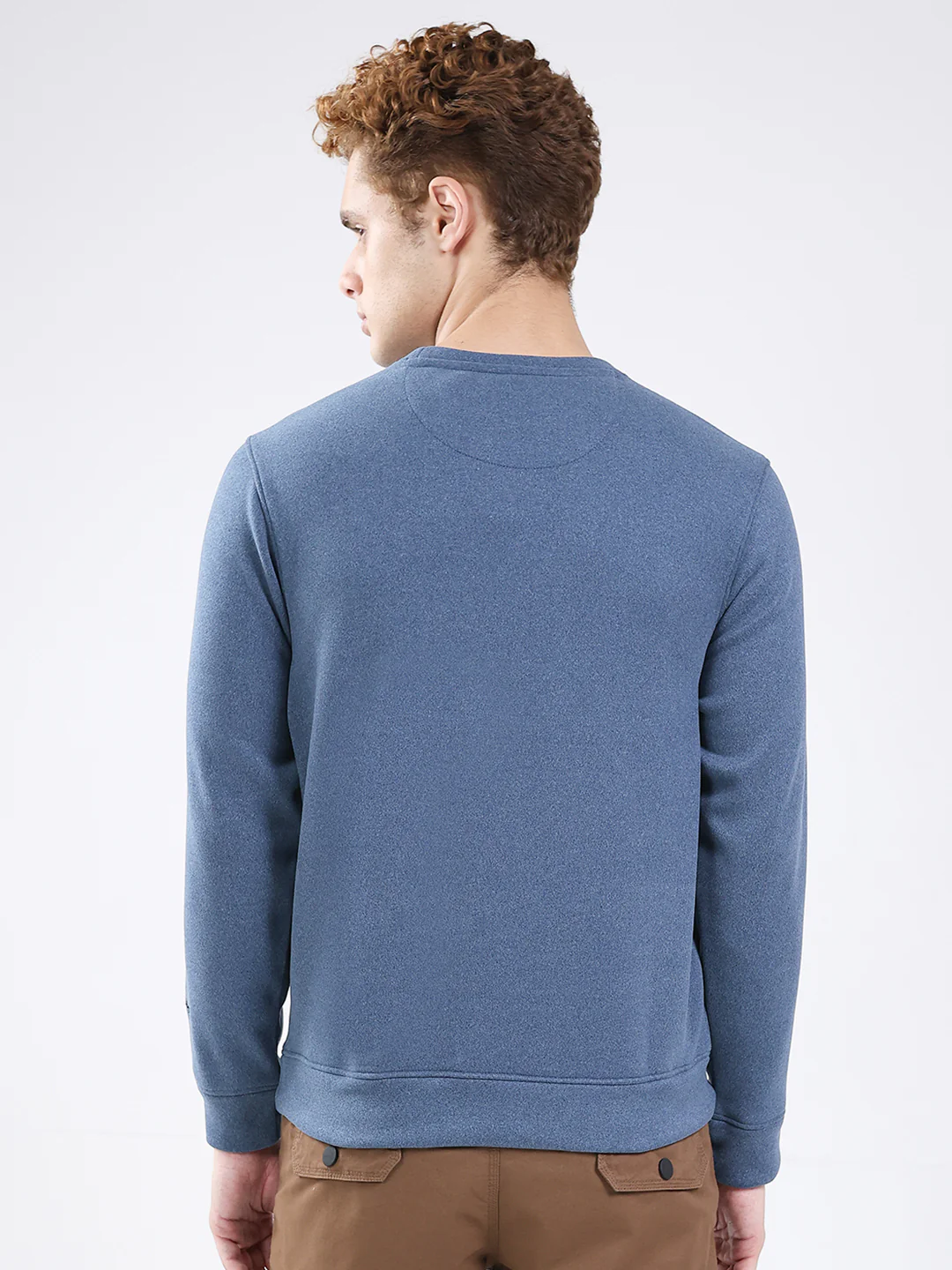 Rock.it Men Blue Solid Round Neck Full Sleeve Sweatshirt - Image 5