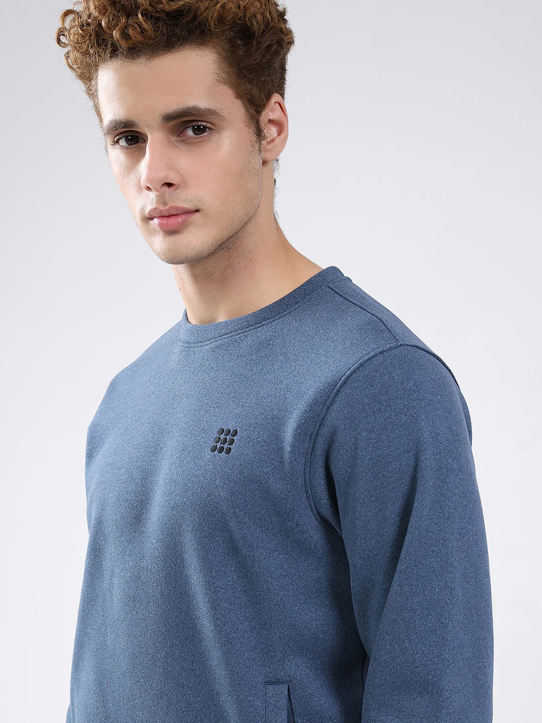 Rock.it Men Blue Solid Round Neck Full Sleeve Sweatshirt - Image 6