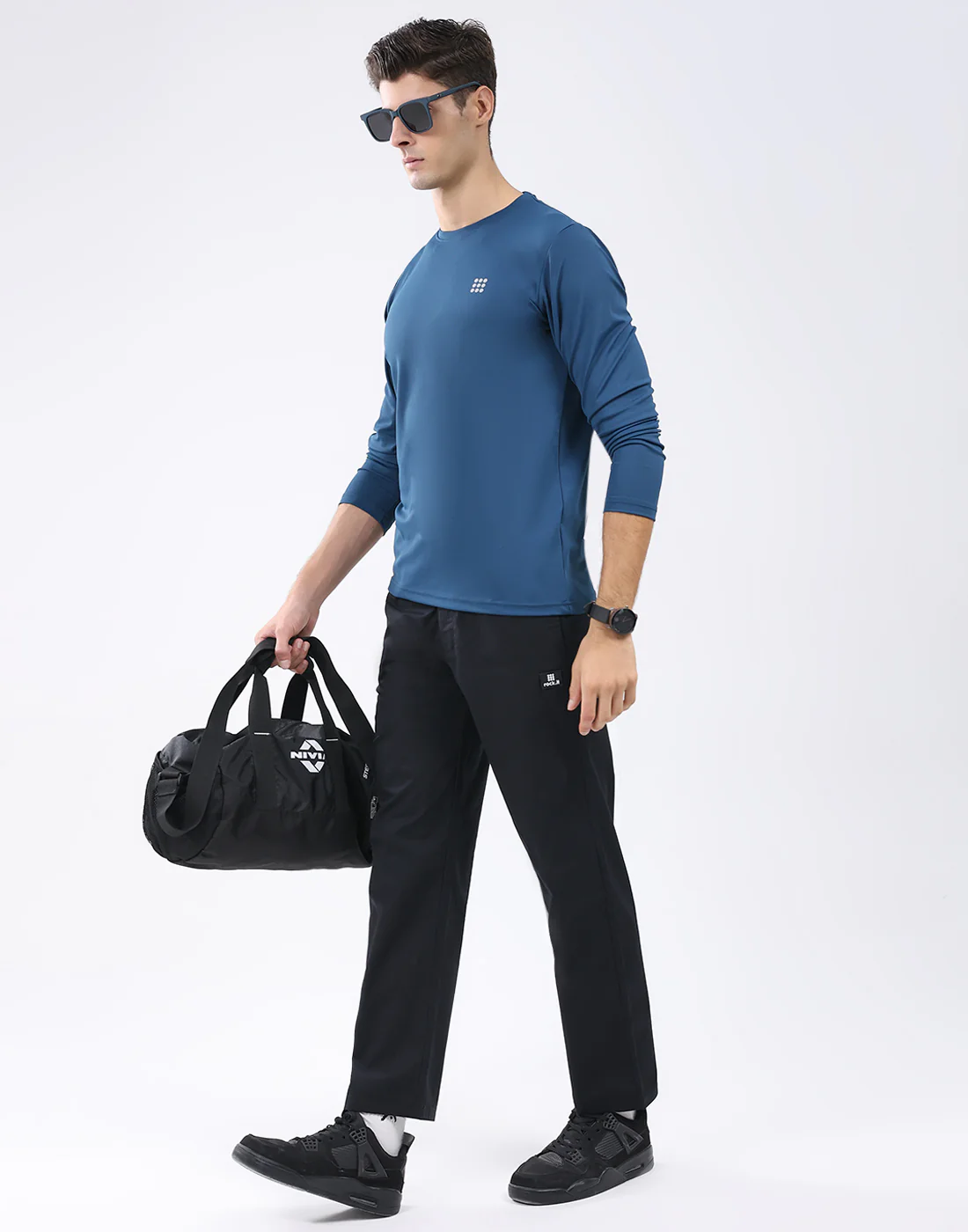 Rock.it Men Blue Solid Round Neck Full Sleeve T-Shirt - Image 5