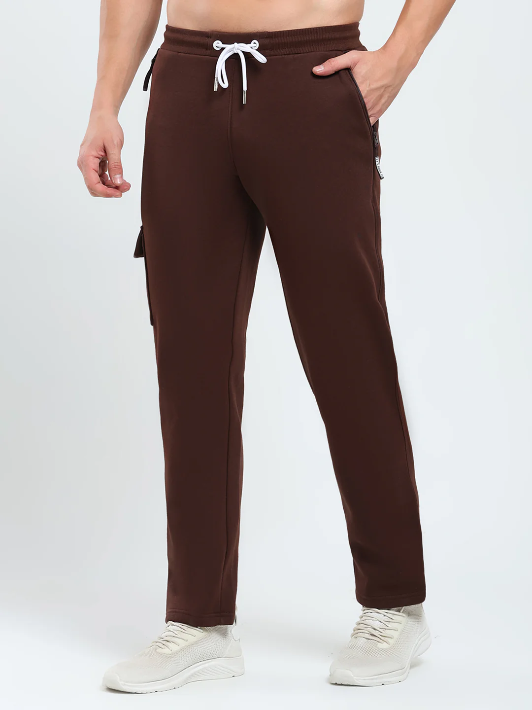 Rock.it Men Brown Solid Mock Neck Full Sleeve Winter Tracksuit - Image 8