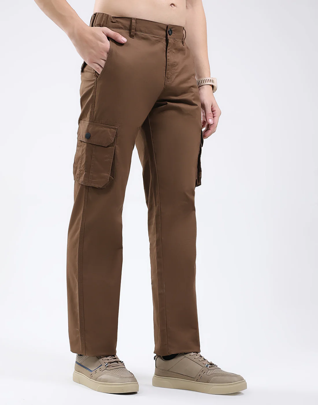 Rock.it Men Brown Solid Regular Fit Cargo - Image 4