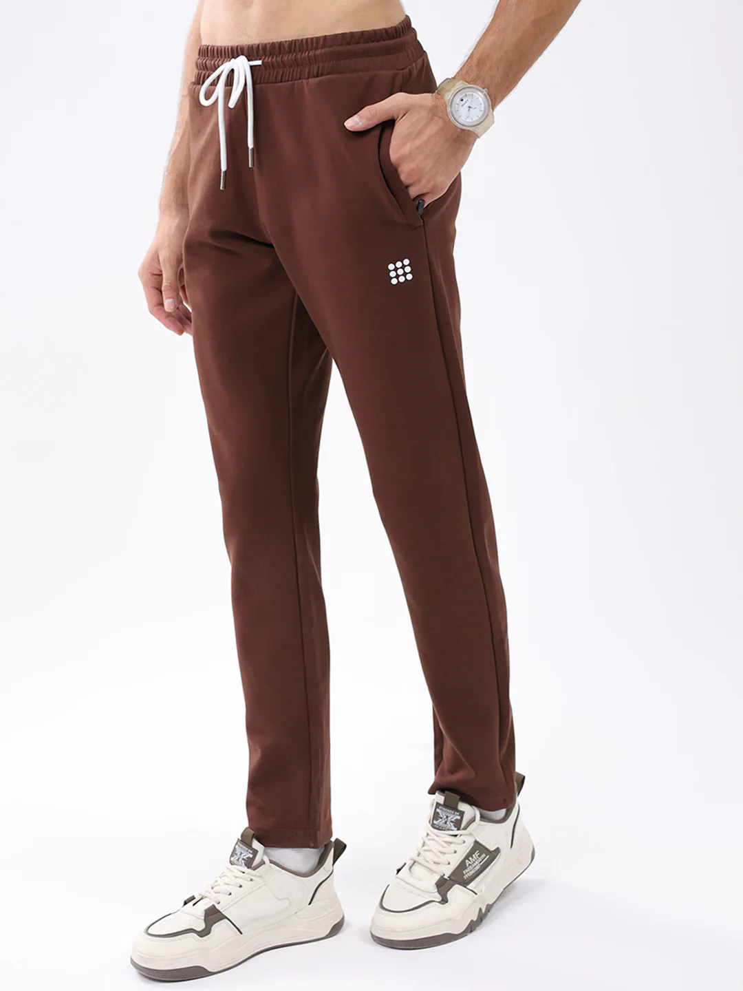Rock.it Men Brown Solid Round Neck Full Sleeve Winter Tracksuit - Image 7