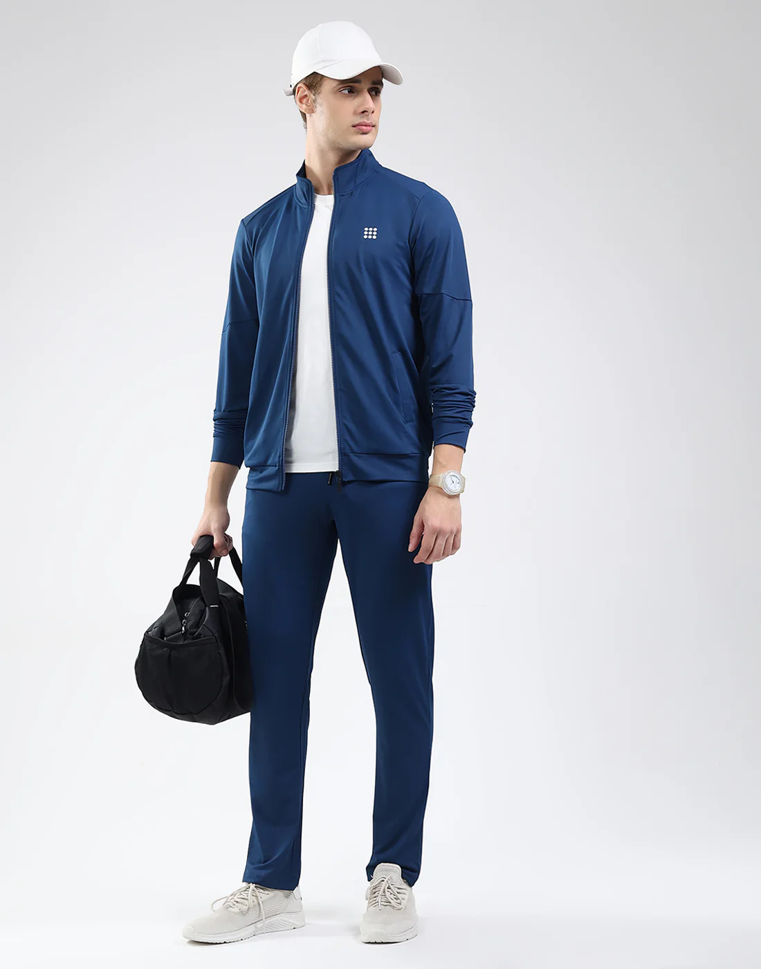 Rock.it Men Dark Blue Solid Mock Neck Full Sleeve Winter Tracksuit - Image 2