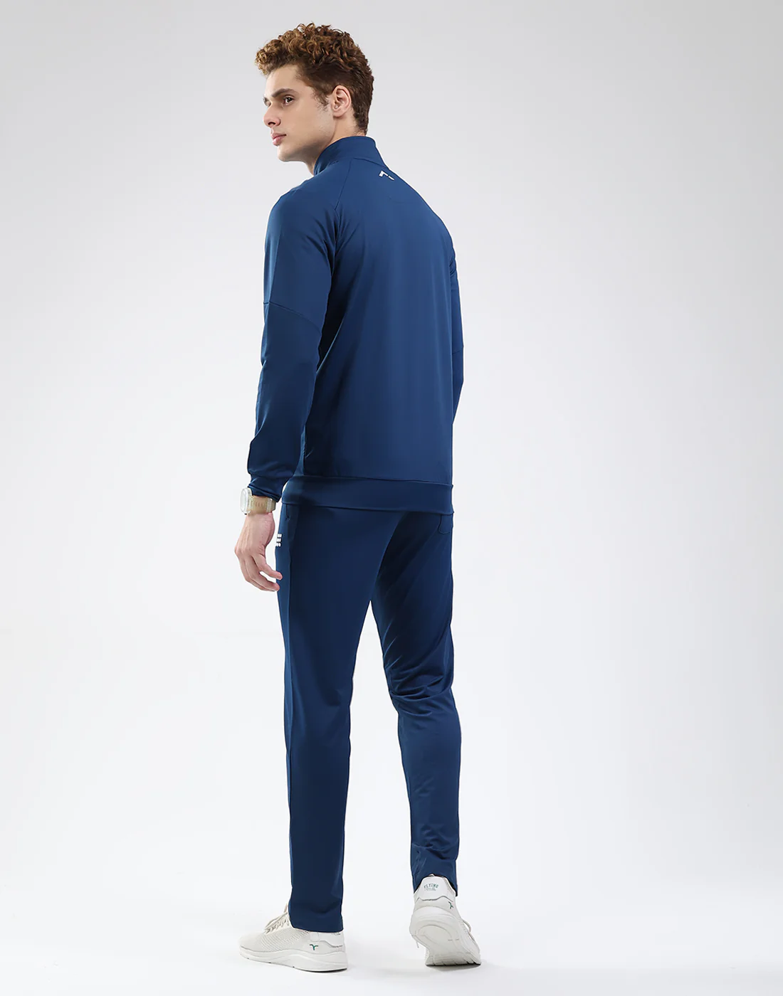 Rock.it Men Dark Blue Solid Mock Neck Full Sleeve Winter Tracksuit - Image 5