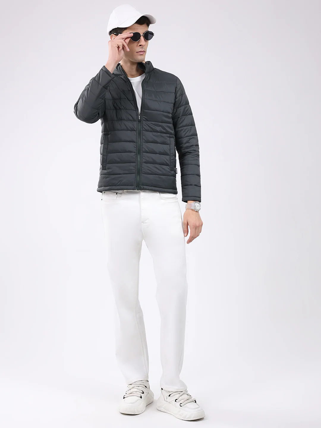 Rock.it Men Dark Green Solid Mock Neck Full Sleeve Jacket - Image 2