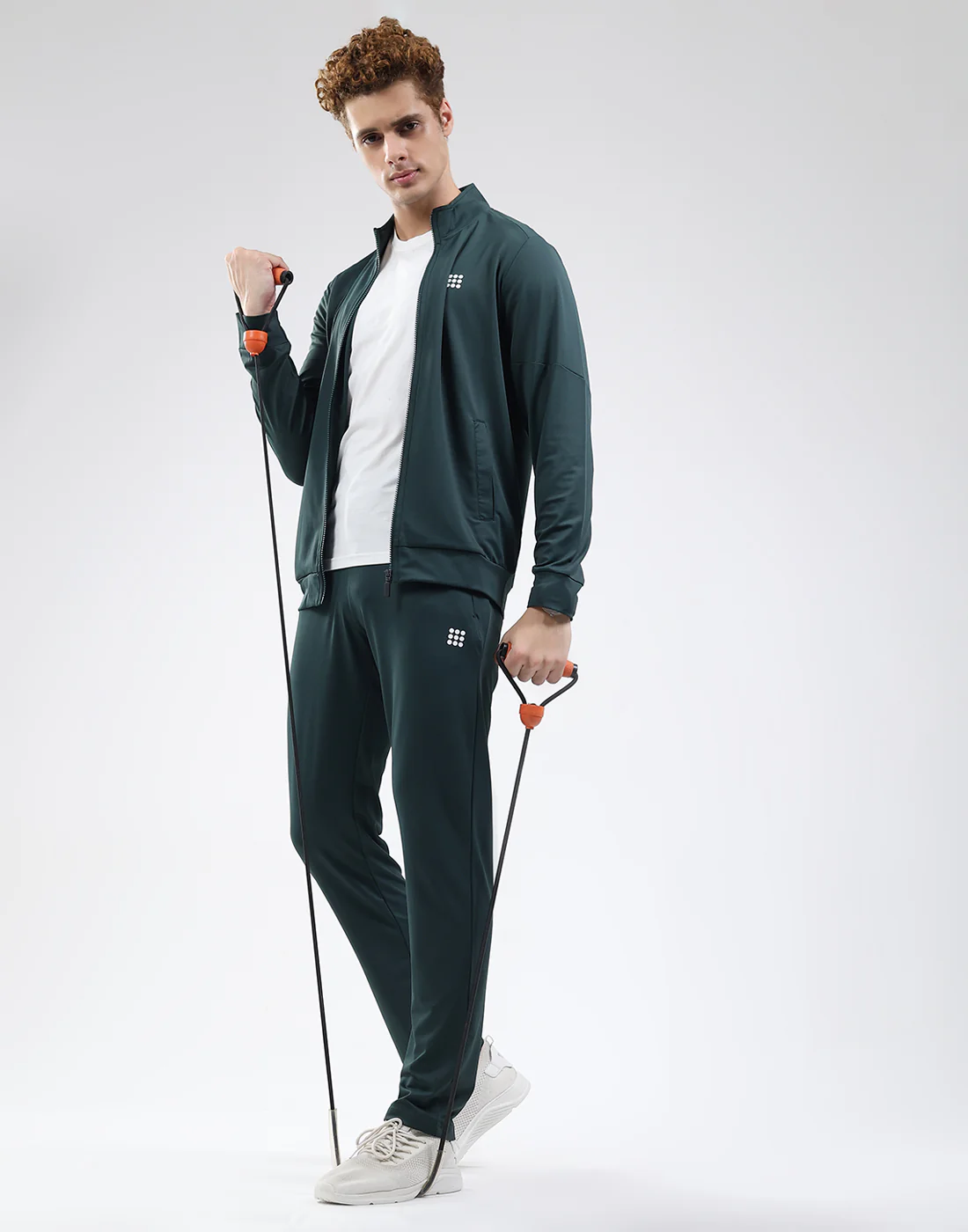 Rock.it Men Dark Green Solid Mock Neck Full Sleeve Winter Tracksuit - Image 6