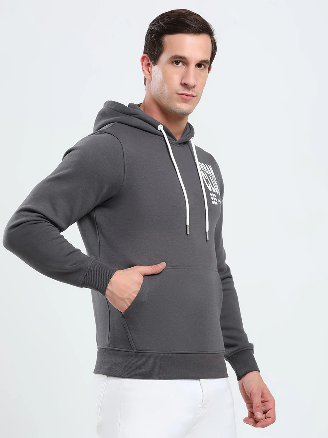 Rock.it Men Grey Printed Hooded Full Sleeve Sweatshirt - Image 4