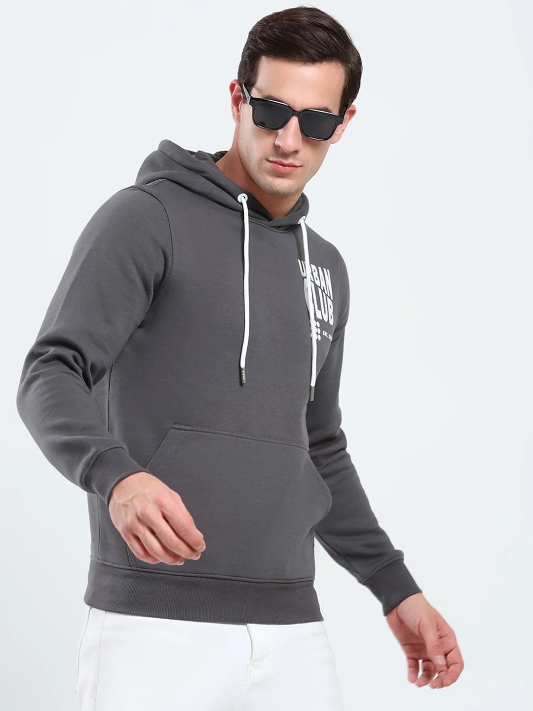 Rock.it Men Grey Printed Hooded Full Sleeve Sweatshirt - Image 6