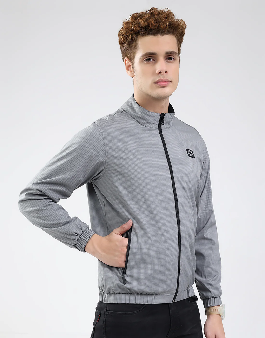 Rock.it Men Grey Solid Mock Neck Full Sleeve Jacket - Image 5
