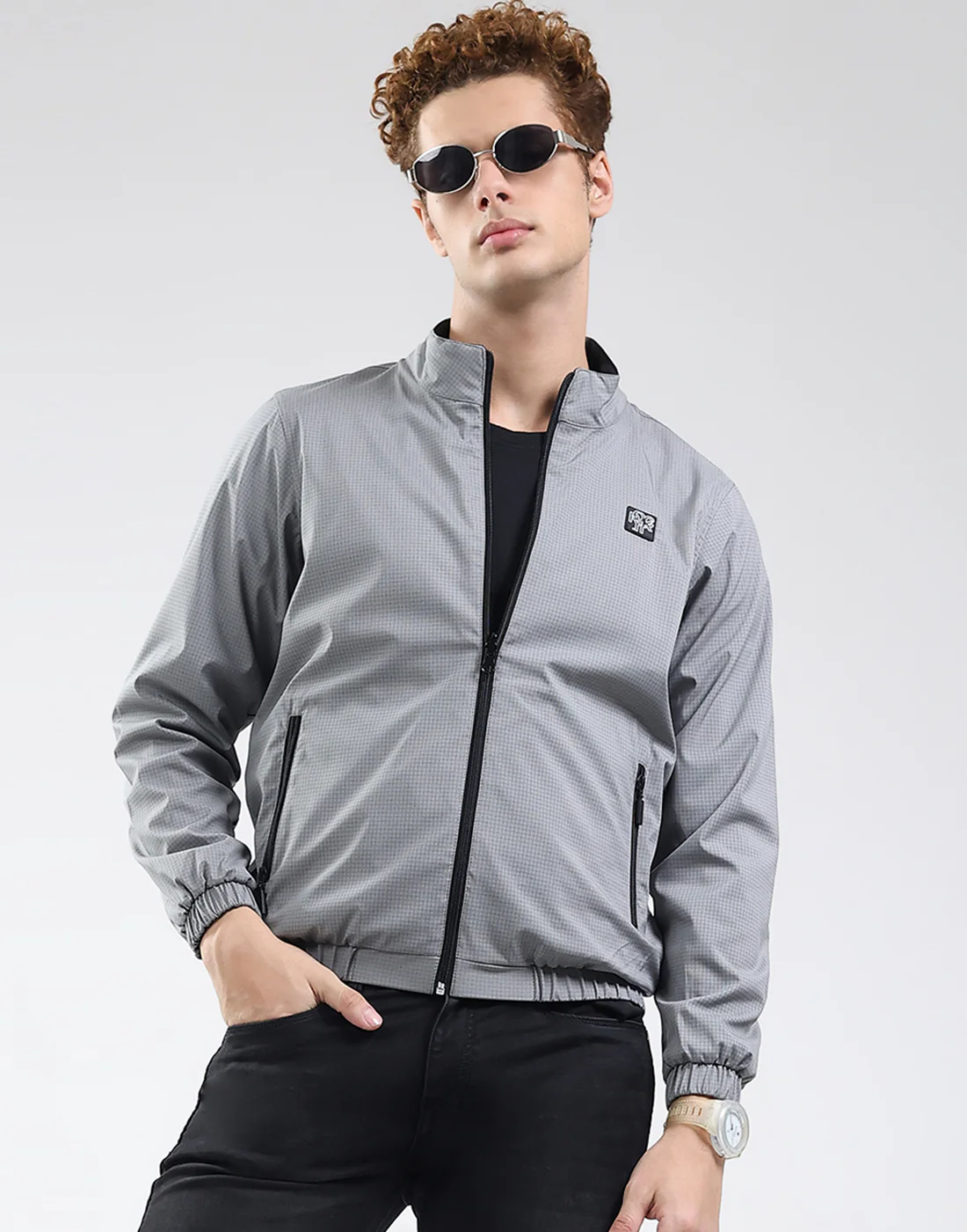 Rock.it Men Grey Solid Mock Neck Full Sleeve Jacket - Image 7