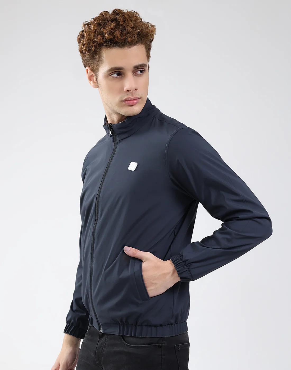Rock.it Men Grey Solid Mock Neck Full Sleeve Jacket - Image 9